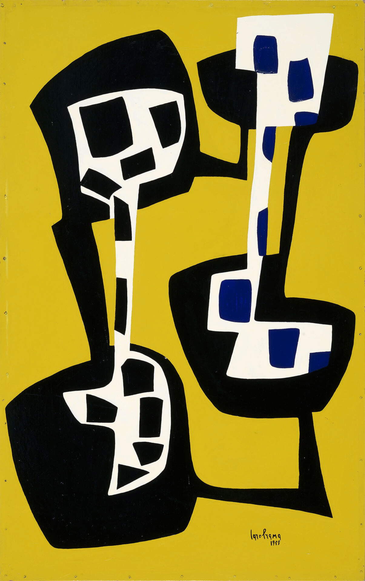 Carol Rama, Composition 71 (1955; enamel on Masonite, 97 x 61.5 cm; Gallerie d'Italia - Intesa Sanpaolo Collections). Photo credit: Intesa Sanpaolo Art Collection / Photo: Paolo Vandrasch, Milan