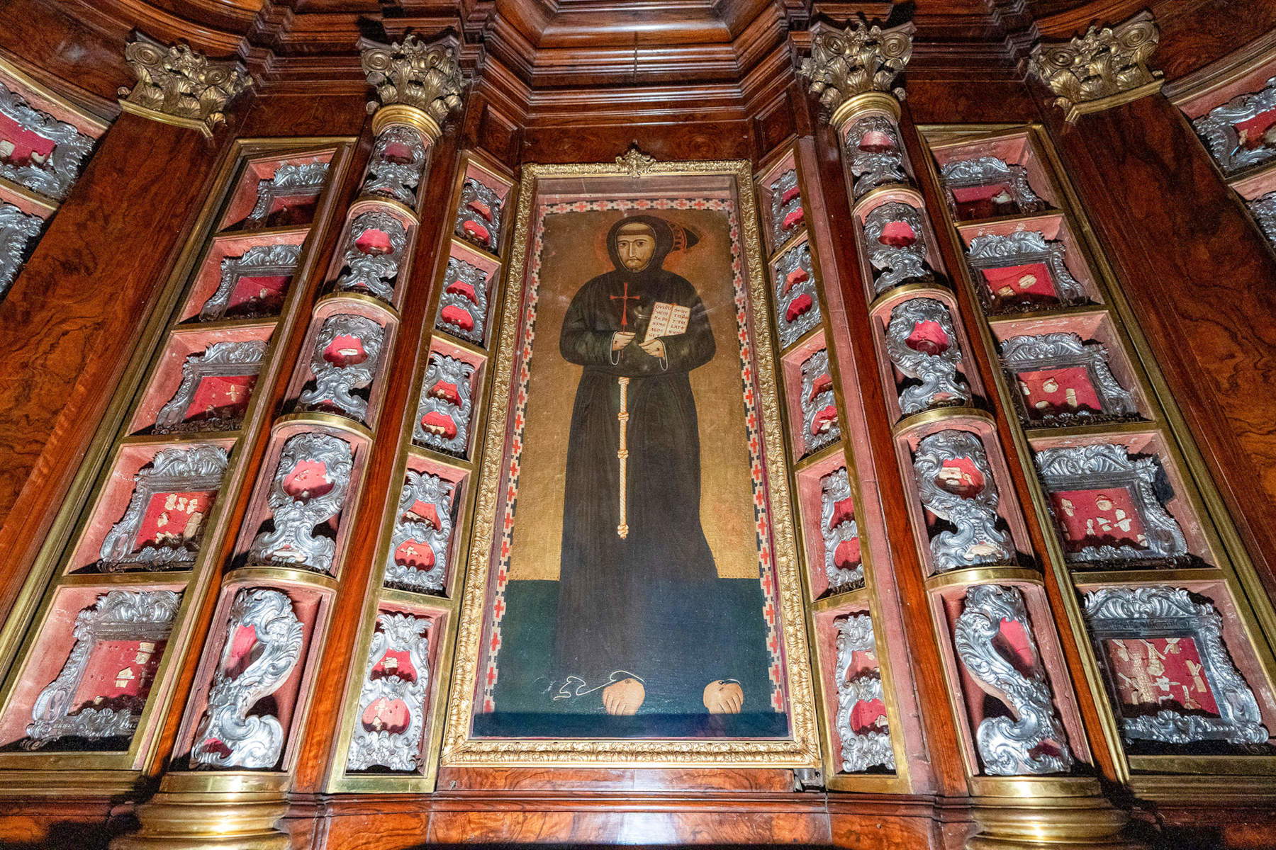 The Cell of St. Francis with its 50 silver reliquaries. Photo: Fabio Caricchia