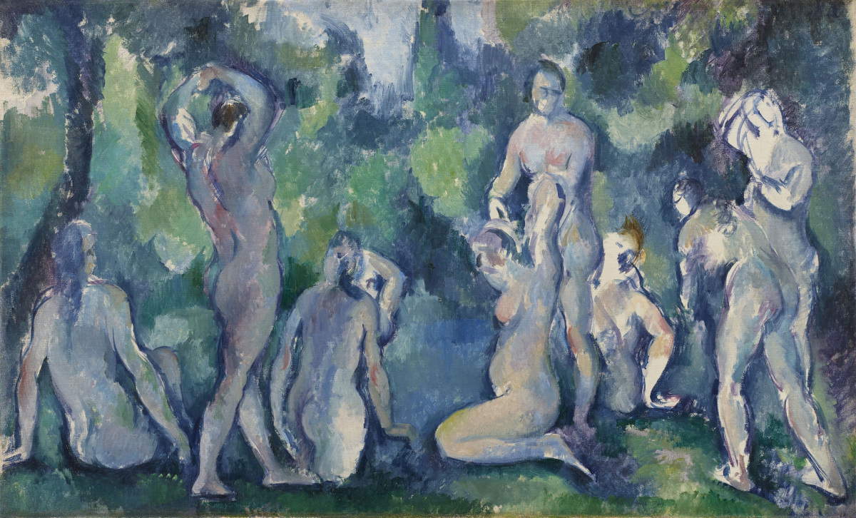 Paul Cezanne, Gruppo di bagnanti (1895; olio su tela, 47 x 77 cm; Copenaghen, Ordrupgaard). Foto: Anders Sune Berg