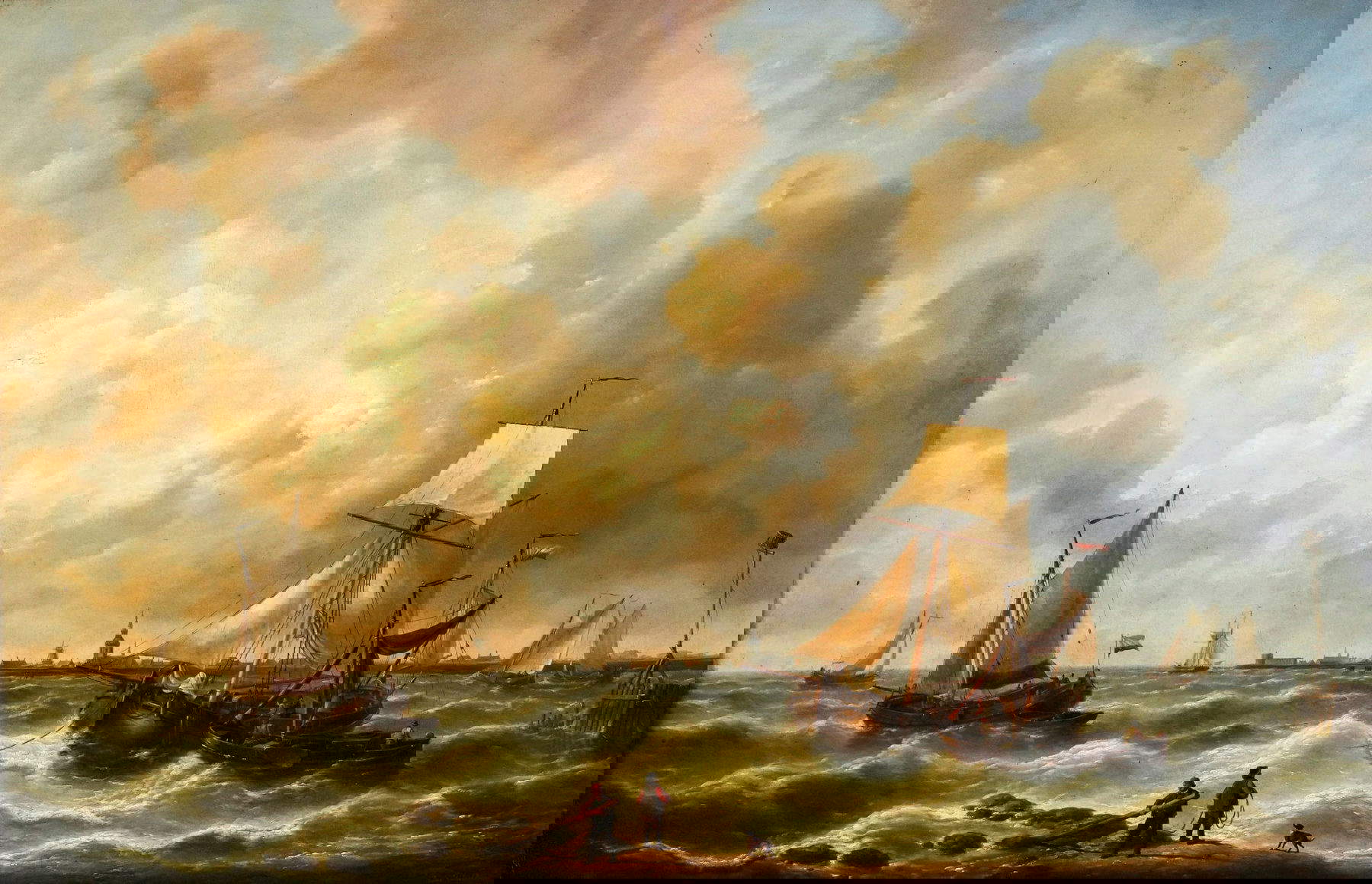 Charles-Louis Verboeckhoven, Velieri (Olio su tela, 80 x 120 cm, firmato e datato in basso a destra) Foto: Cambi Casa d&rsquo;Aste