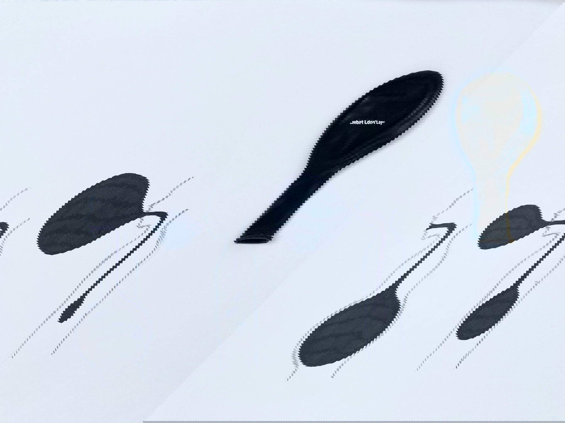 Chiara Ventura, What I Don't Say (OUT) (2025; graphite, black marker and balloon on paper, 29.7 x 42 cm)