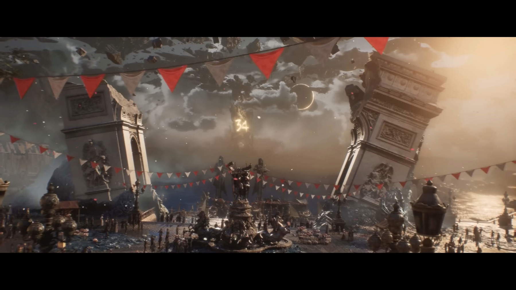 Ein Screenshot aus dem Trailer zu „Clair Obscur: Expedition 33“ – der zerbrochene Triumphbogen