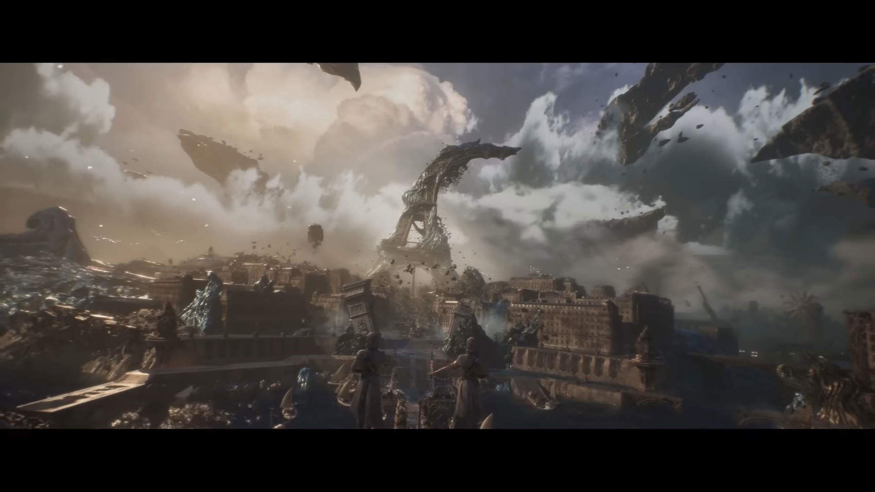 Ein Screenshot aus dem Trailer zu „Clair Obscur: Expedition 33“ – der zerbrochene Eiffelturm