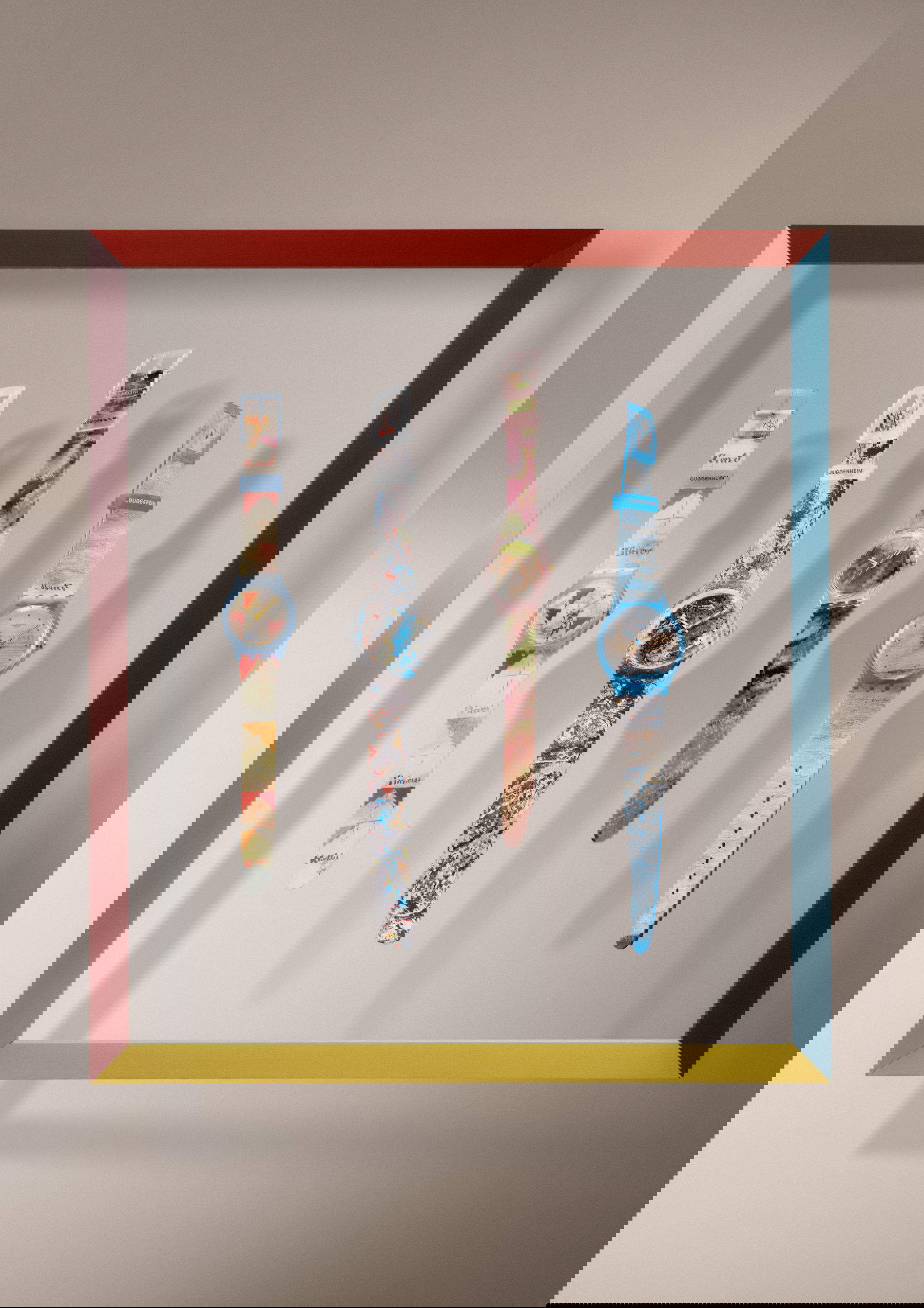 Die vier von Meisterwerken des 20. Jahrhunderts inspirierten Uhren der neuen Swatch &times; Guggenheim Kollektion