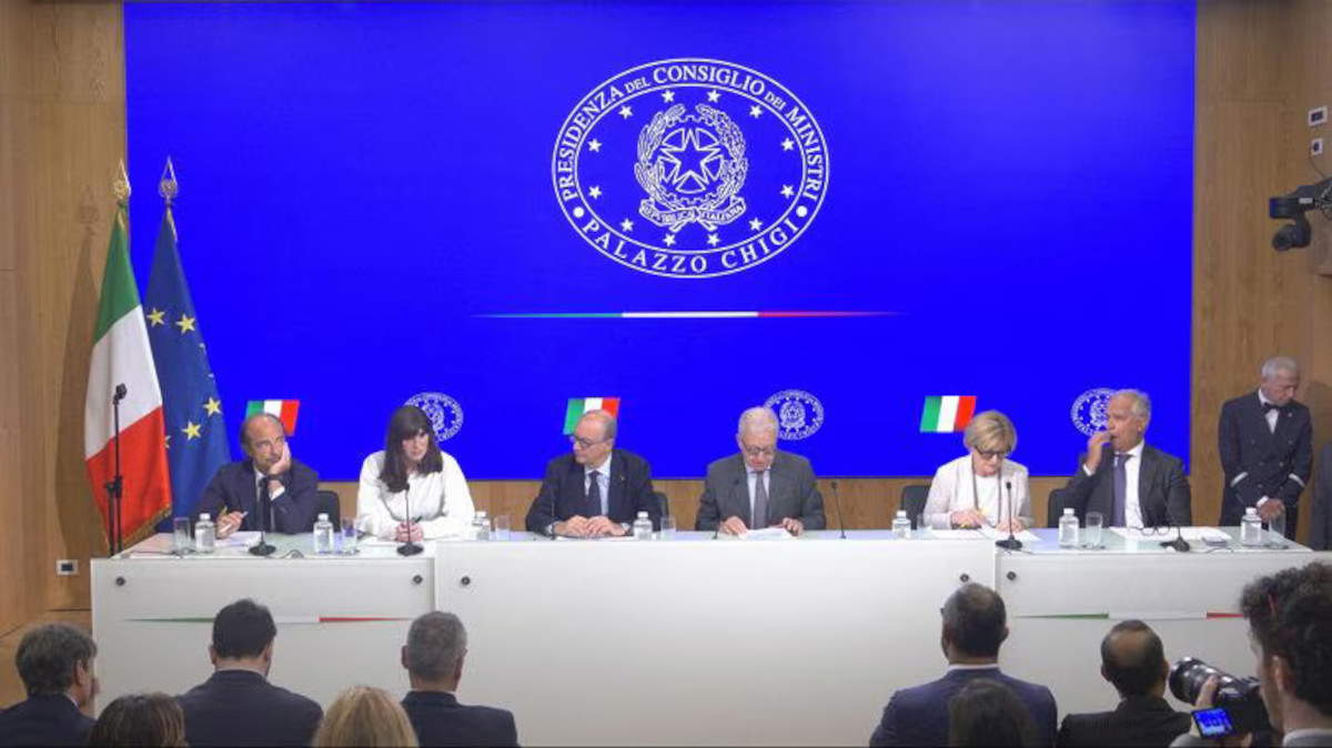 Council of Ministers press conference. Photo: Rainews
