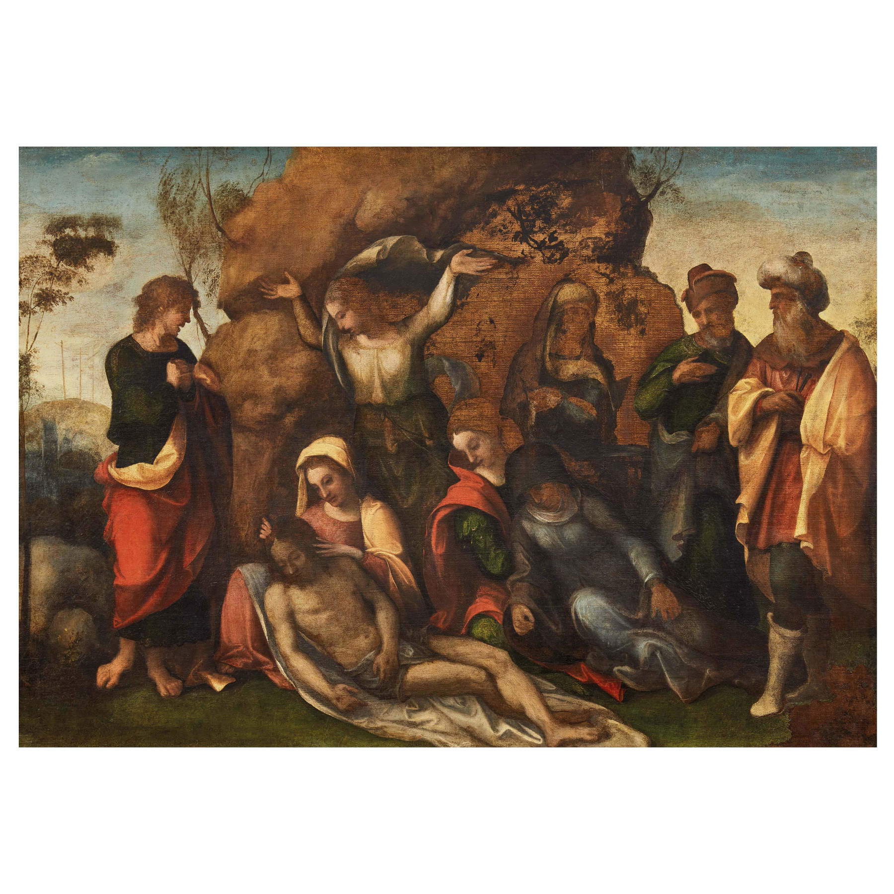 Antonio Allegri, dit Le Corrège, Déposition du Christ (huile sur bois transférée sur toile, 81 x 116 cm) Estimation : 120 000 / 180 000 &euro; 
