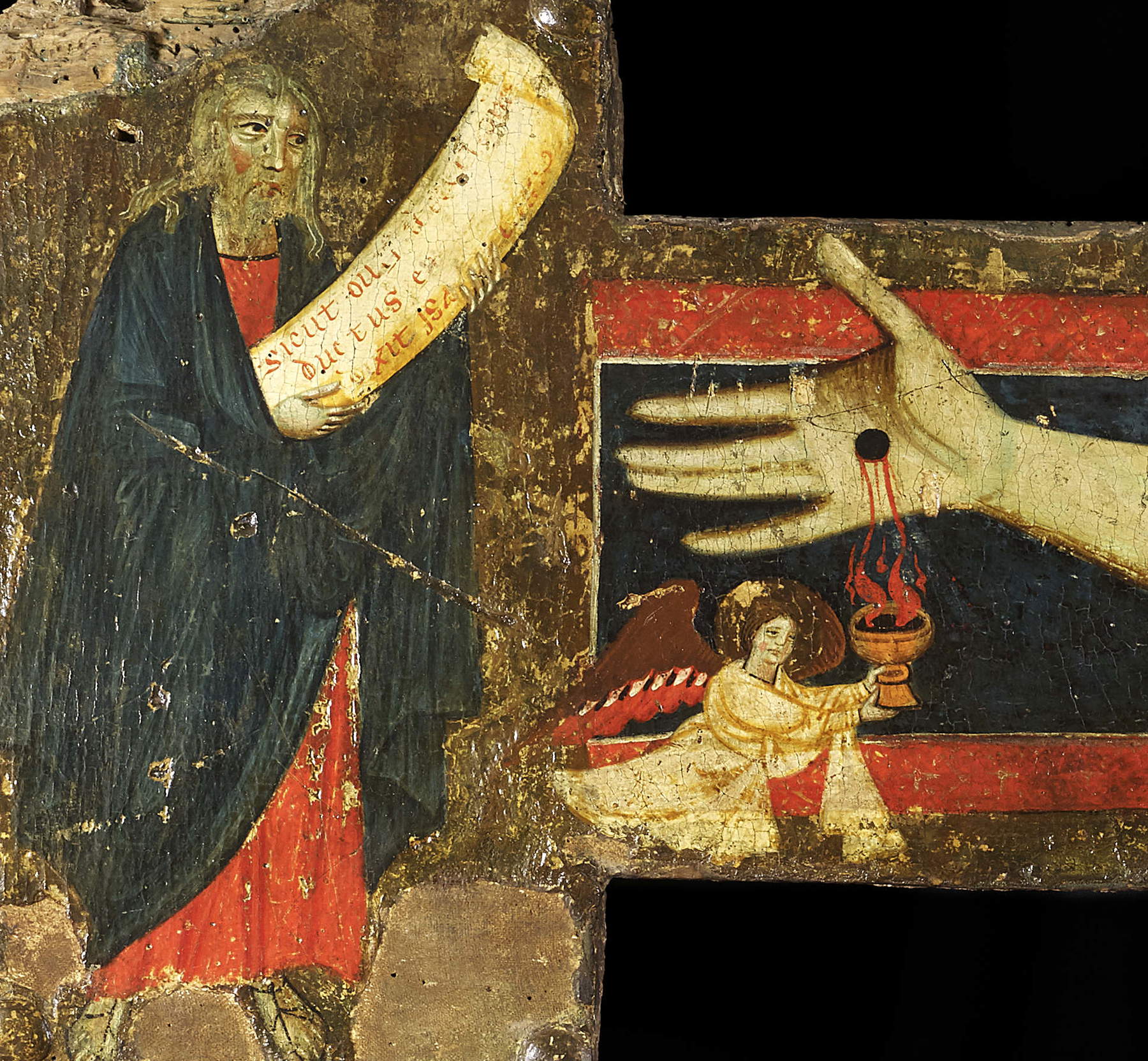 Detail of the painted cross on Corso di Buono