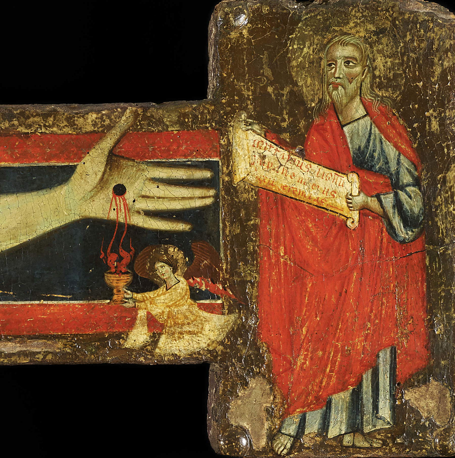 Detail of the painted cross on Corso di Buono