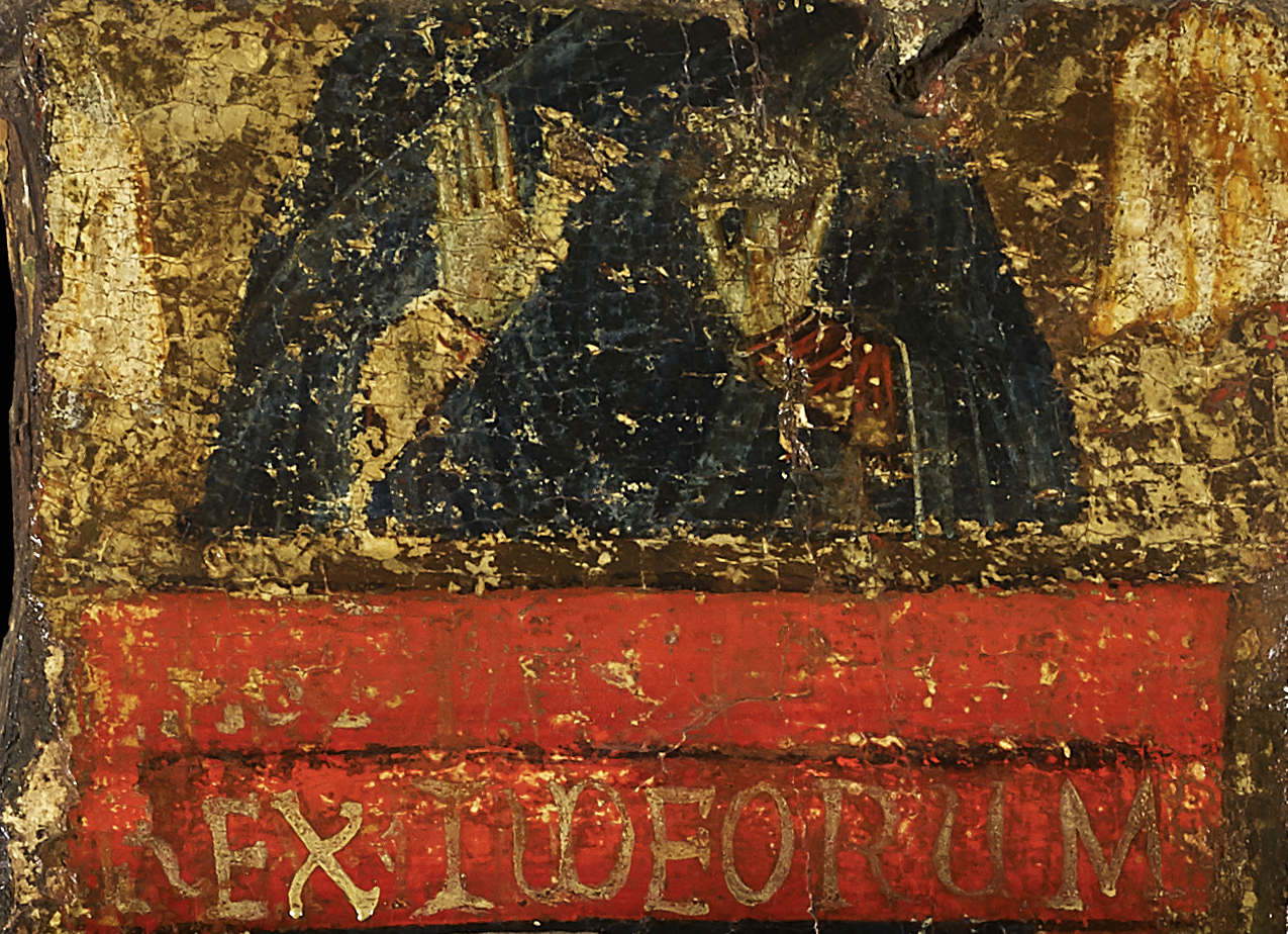 Detail of the painted cross on Corso di Buono