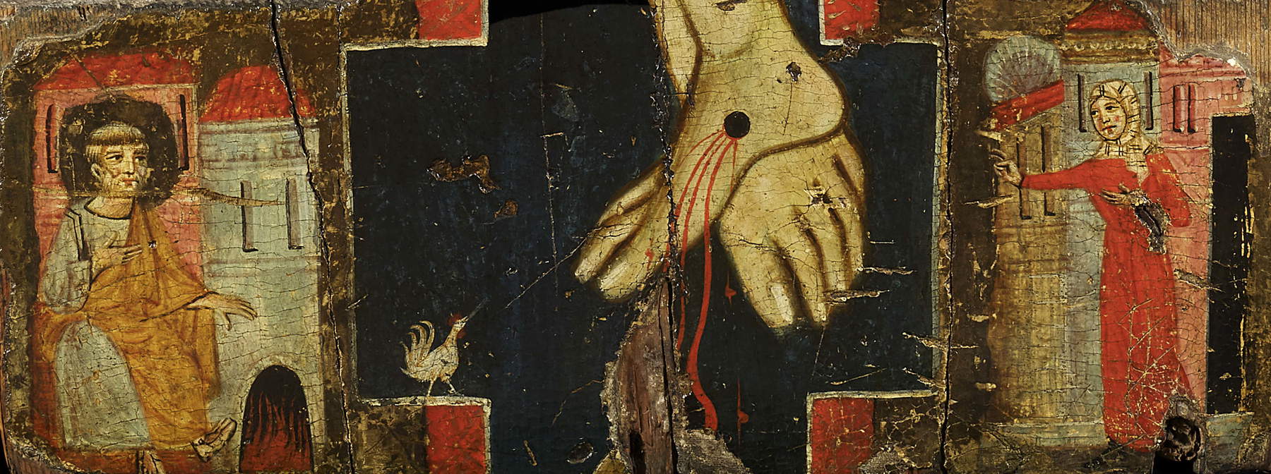 Detail of the painted cross on Corso di Buono