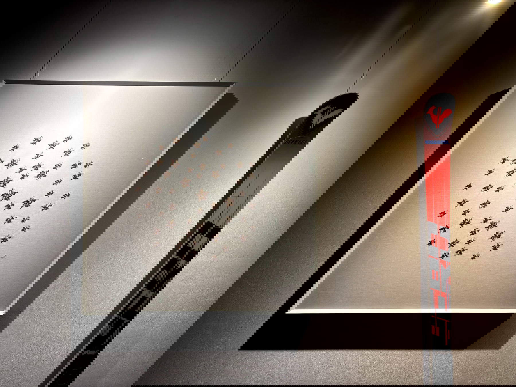 Fulvio Morella, The Limits Do Not Exist (2025) along with Ren&egrave; De Silvestro's monoski. Courtesy of Cramum and the artist.