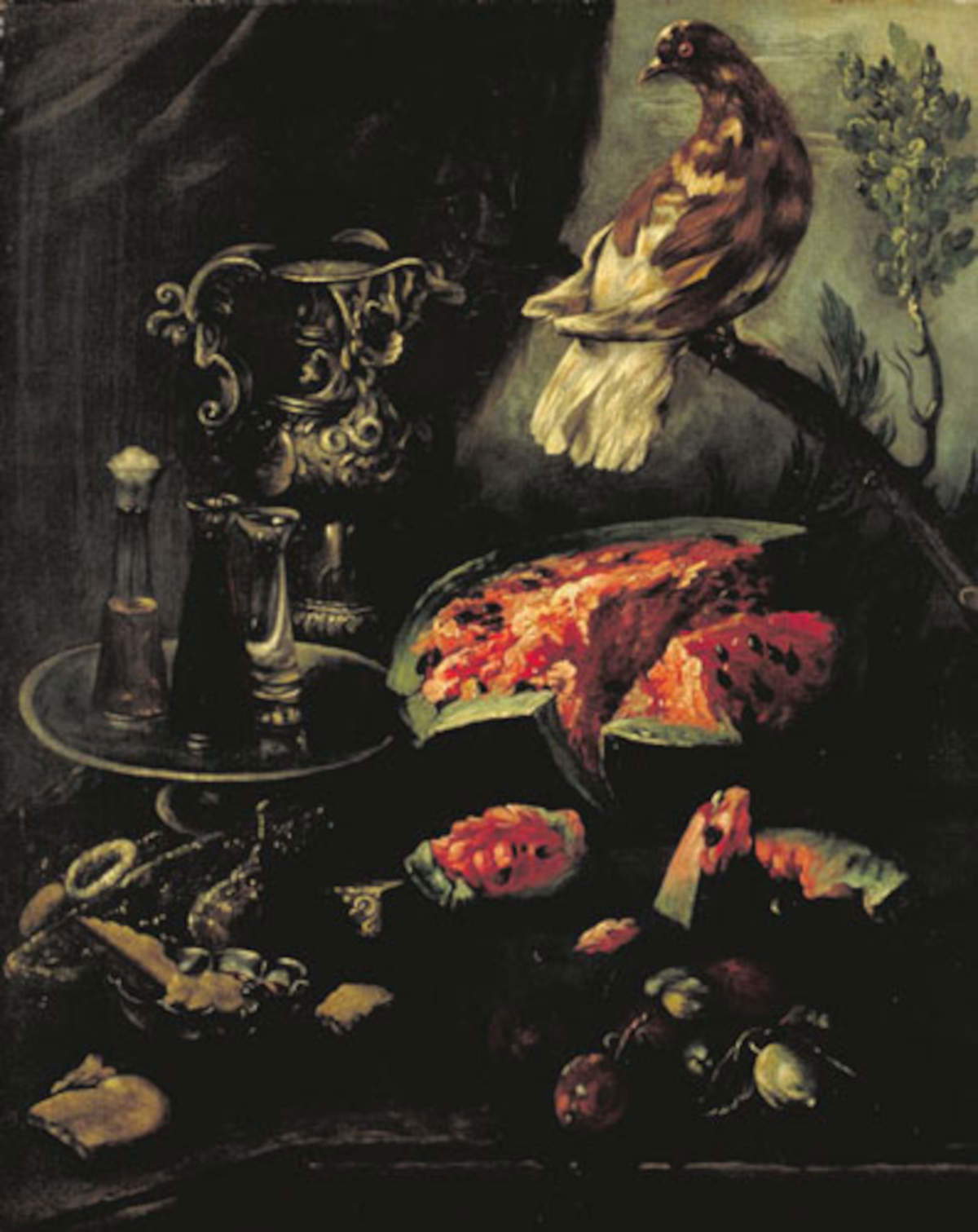 Attribuita a&nbsp;Cristoforo Munari, Natura morta con cocomero (Tra il 1700 e il 1749; olio su tela; Palazzo Blu, Pisa)