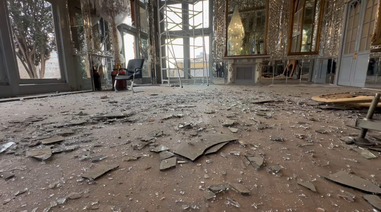 The damage to the Golestan Palace in Tehran. Profile X/ Government of the Islamic Republic of Iran.