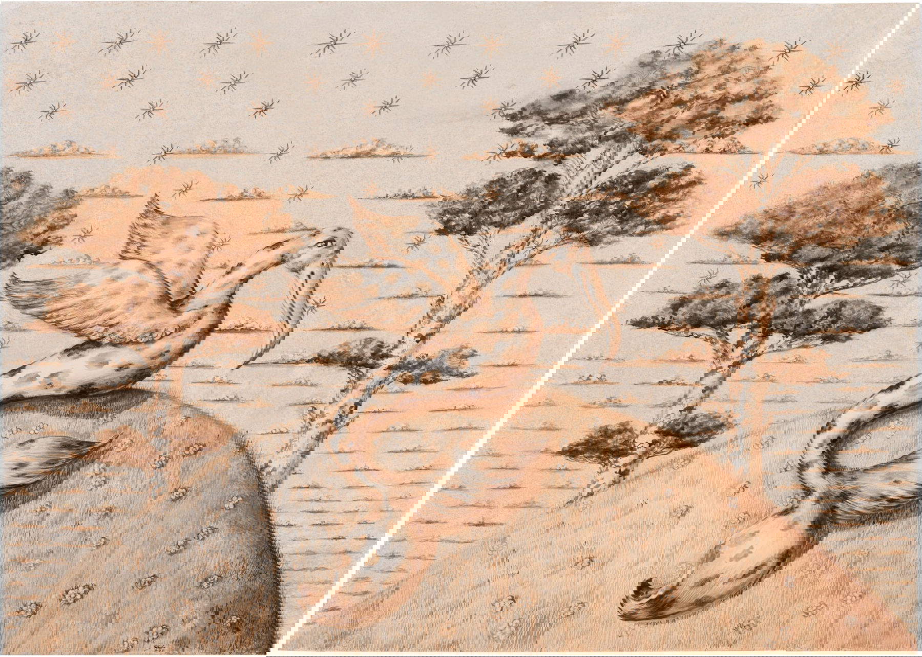 Dario Ghibaudo, Museum of Unnatural History, Room XIX Inks (2024; ink on prepared paper, 100 x140 cm)