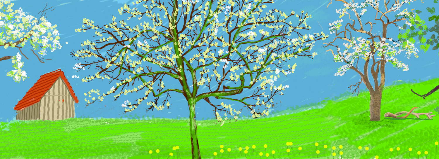 David Hockney, A Year in Normandy, detail (2020-2021; composite painting on iPad &copy; David Hockney
