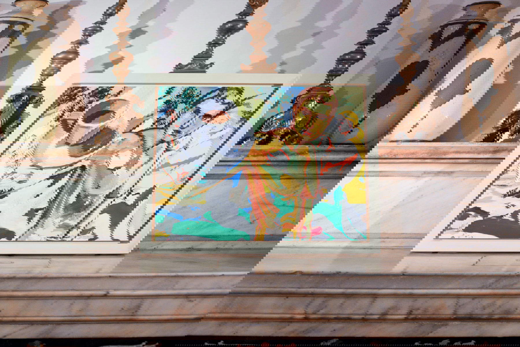 David Salle, Coffee (2025; acrylic and pencil on paper mounted on aluminum, 50 x 65 cm) Photo: Emanuele Arf&egrave;