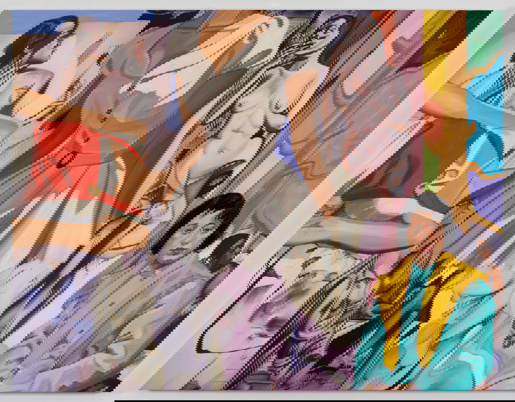 David Salle, Yellow Shawl (2025-2026; oil, acrylic, Flashe and charcoal on UV print on linen, 152.4 x 195.6 cm). &copy; David Salle / ARS New York. Courtesy of Thaddaeus Ropac gallery. Photo: John Berens