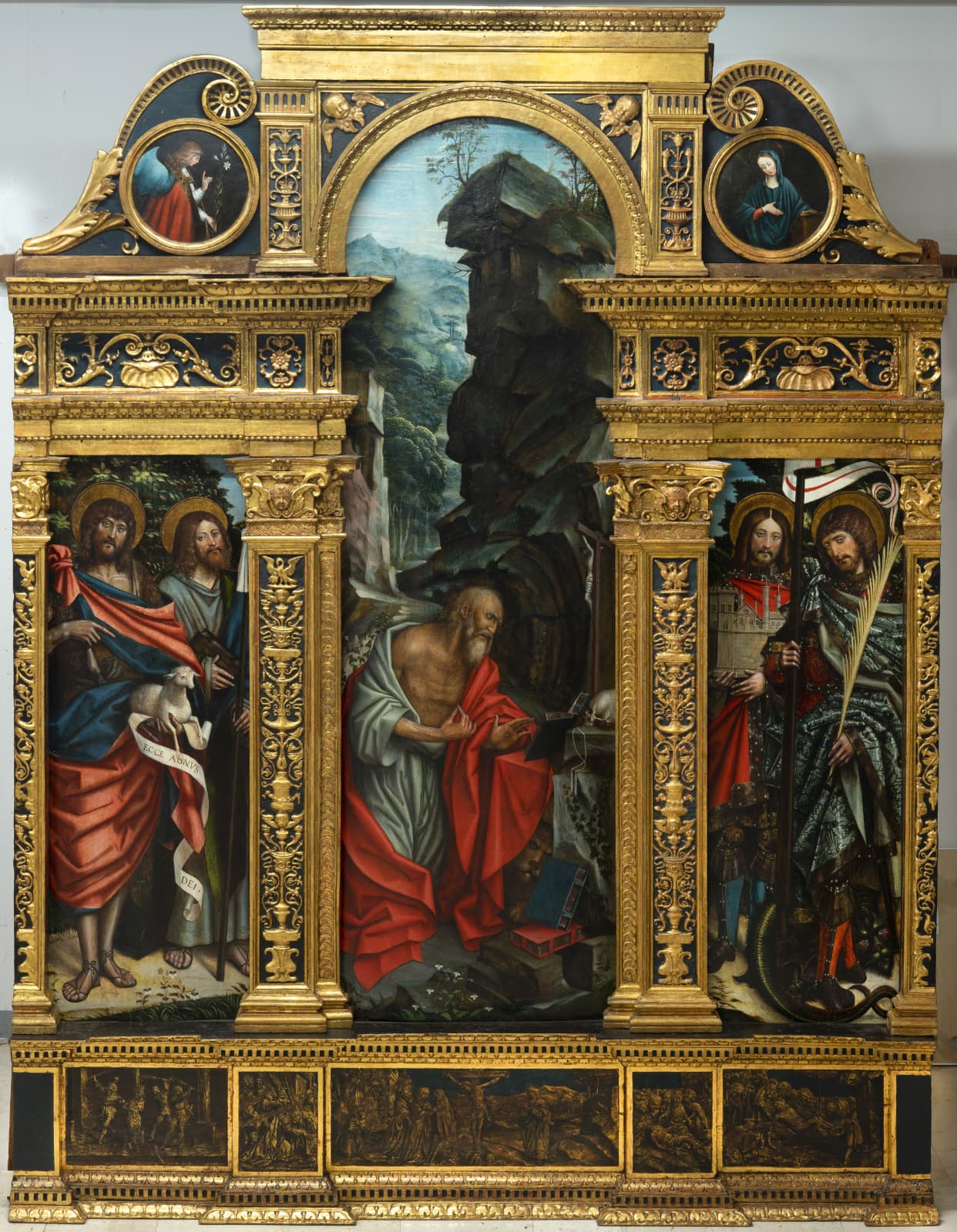 Polyptych with Saint Jerome and Saints, Annunciation and Passion scenes after restoration