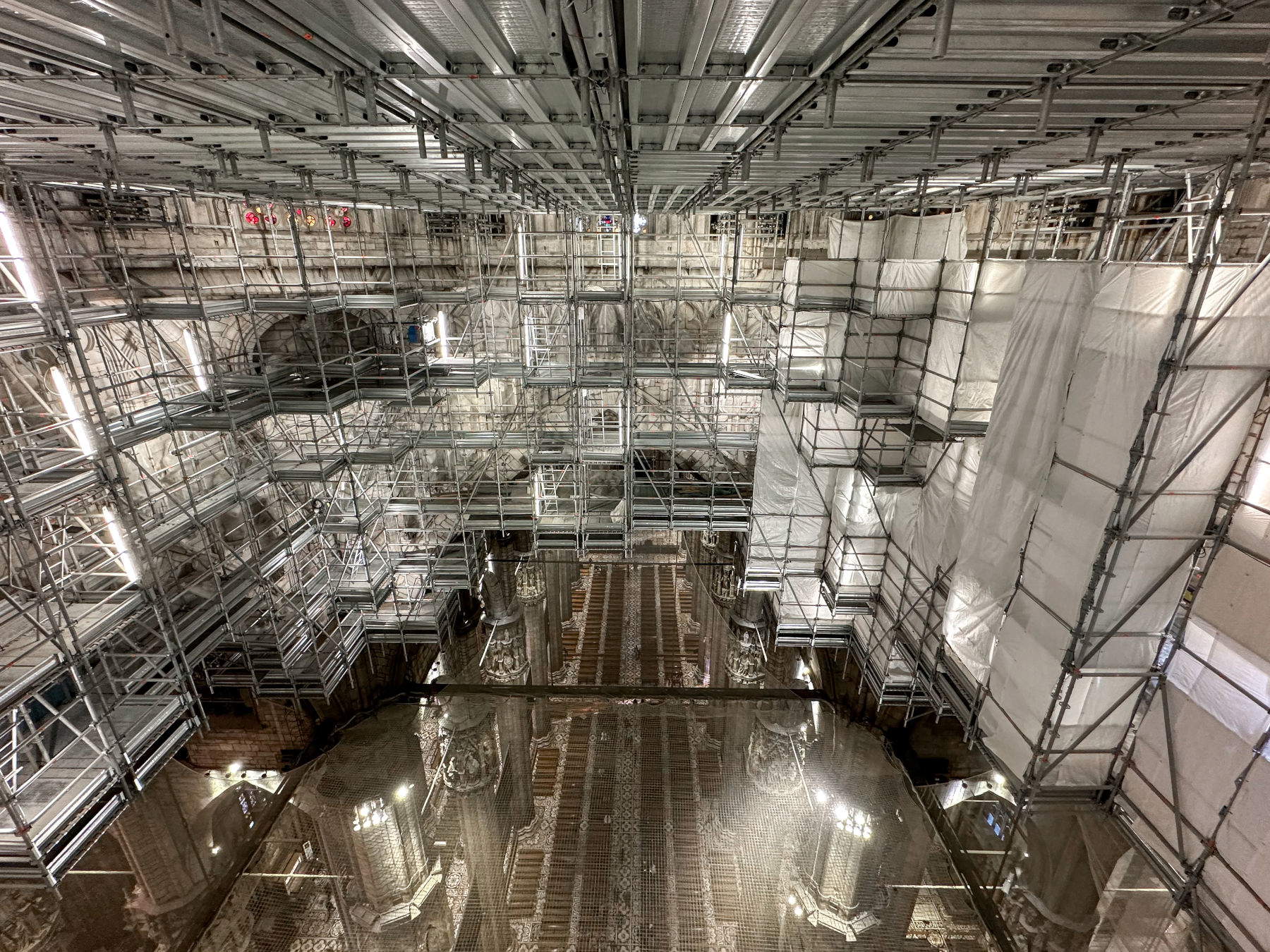Chantier à l'intérieur du Tiburio. Photo : &copy; Veneranda Fabbrica del Duomo di Milano
