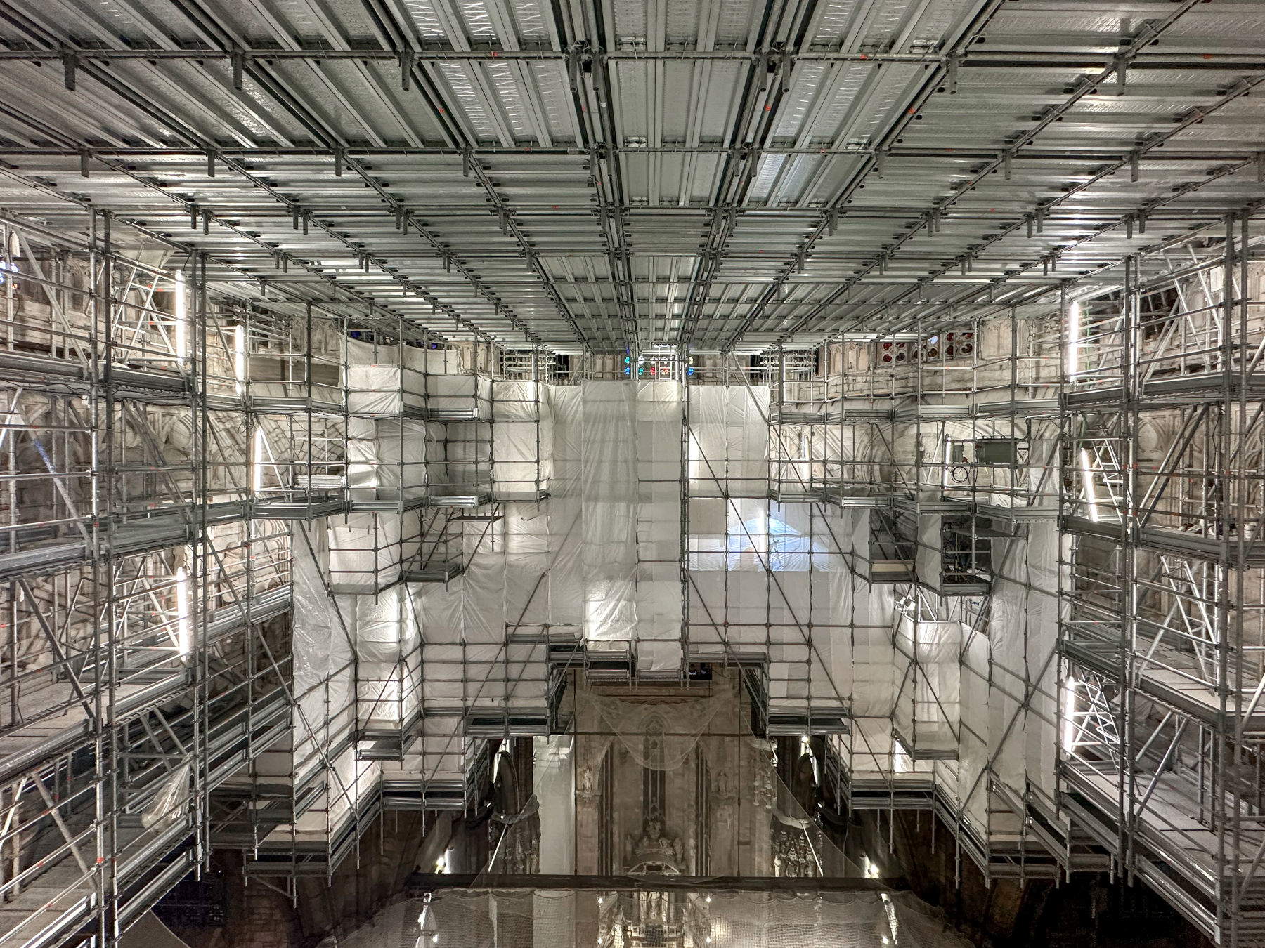 Chantier à l'intérieur du Tiburio. Photo : &copy; Veneranda Fabbrica del Duomo di Milano