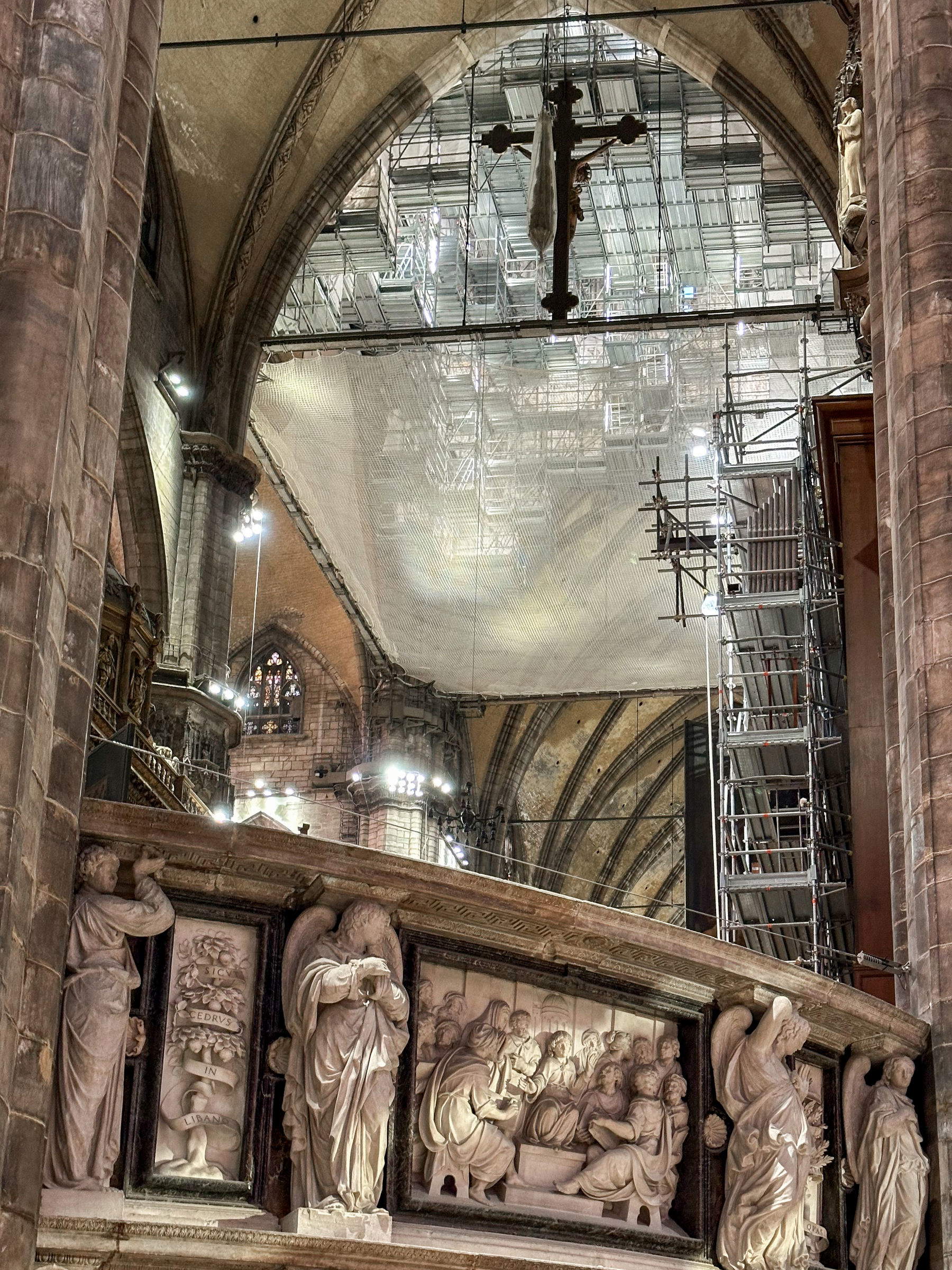 Chantier à l'intérieur du Tiburio. Photo : &copy; Veneranda Fabbrica del Duomo di Milano