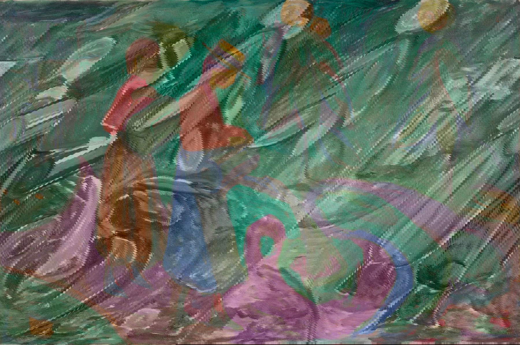 Edvard Munch, Girls Watering Flowers, Freia Frieze IV (1922; oil on canvas; Oslo, Freia). Photo: Halvor Bj&oslash;rng&aring;rd, Munchmuseet