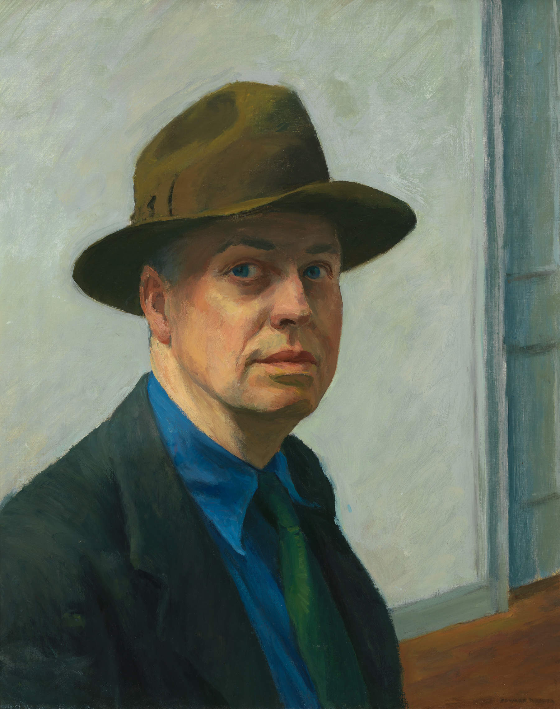 Edward Hopper, Selbstporträt (1925&ndash;30; Öl auf Leinwand, 64,5 &times; 51,8 cm, Whitney Museum of American Art, New York; Nachlass von Josephine N. Hopper 70.1165 &copy; Erben von Josephine N. Hopper/SIAE