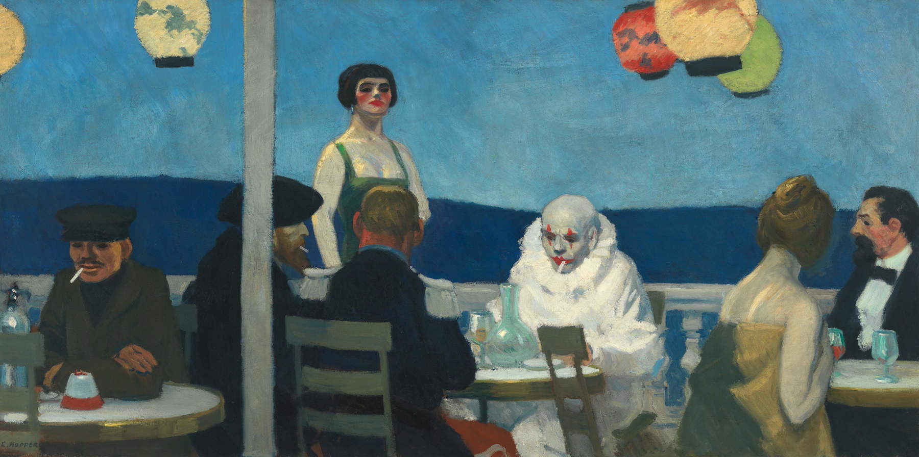 Edward Hopper, Soir Bleu / Blauer Abend (1914; Öl auf Leinwand, 91,8 &times; 182,7 cm; Whitney Museum of American Art, New York; Nachlass von Josephine N. Hopper 70.1208) &copy; Erben von Josephine N. Hopper/SIAE