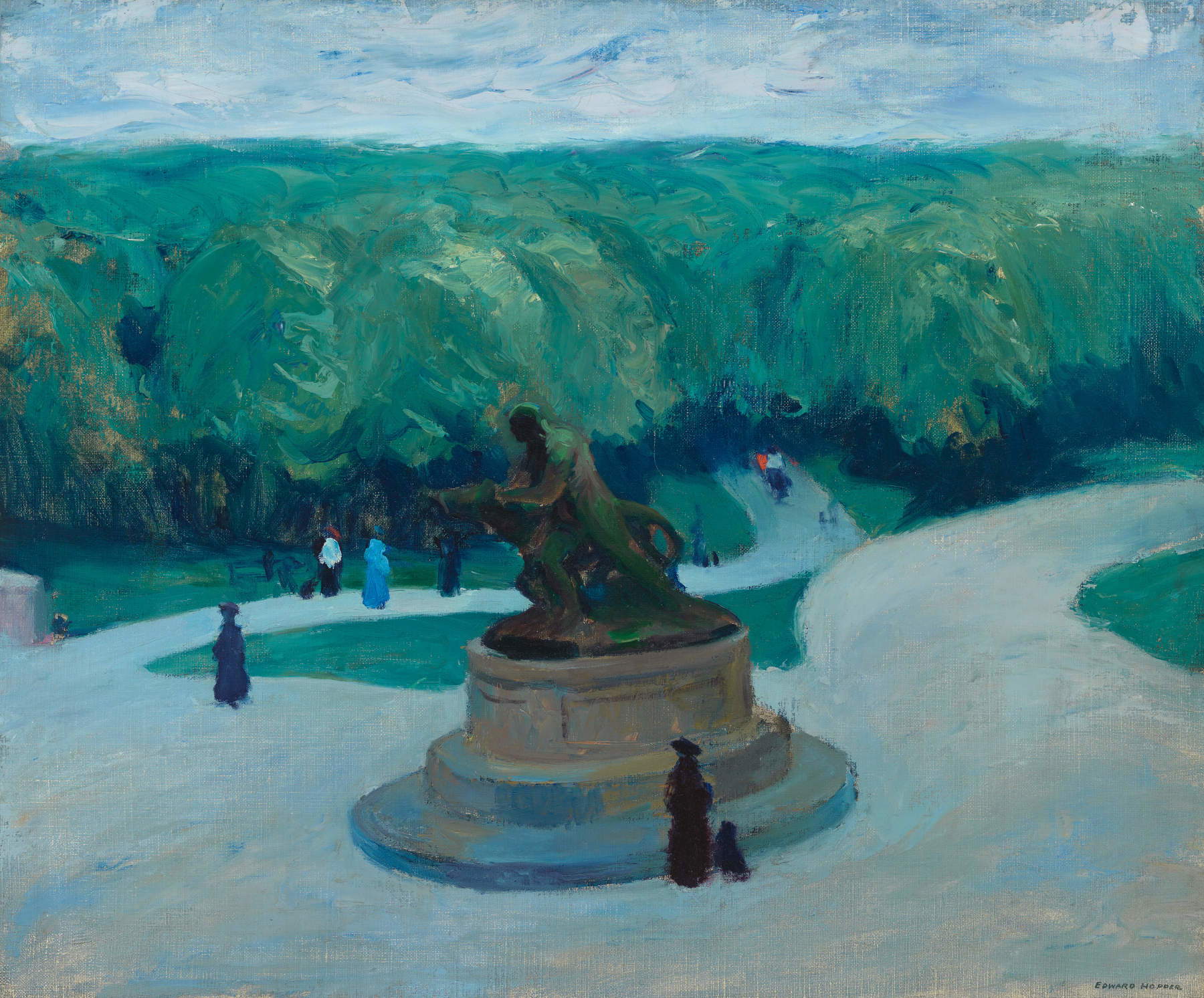Edward Hopper, Statue am Parkeingang (1918&ndash;20; Öl auf Leinwand, 61,6 &times; 74,5 cm; Whitney Museum of American Art, New York; Nachlass von Josephine N. Hopper 70.1194) &copy; Erben von Josephine N. Hopper/SIAE