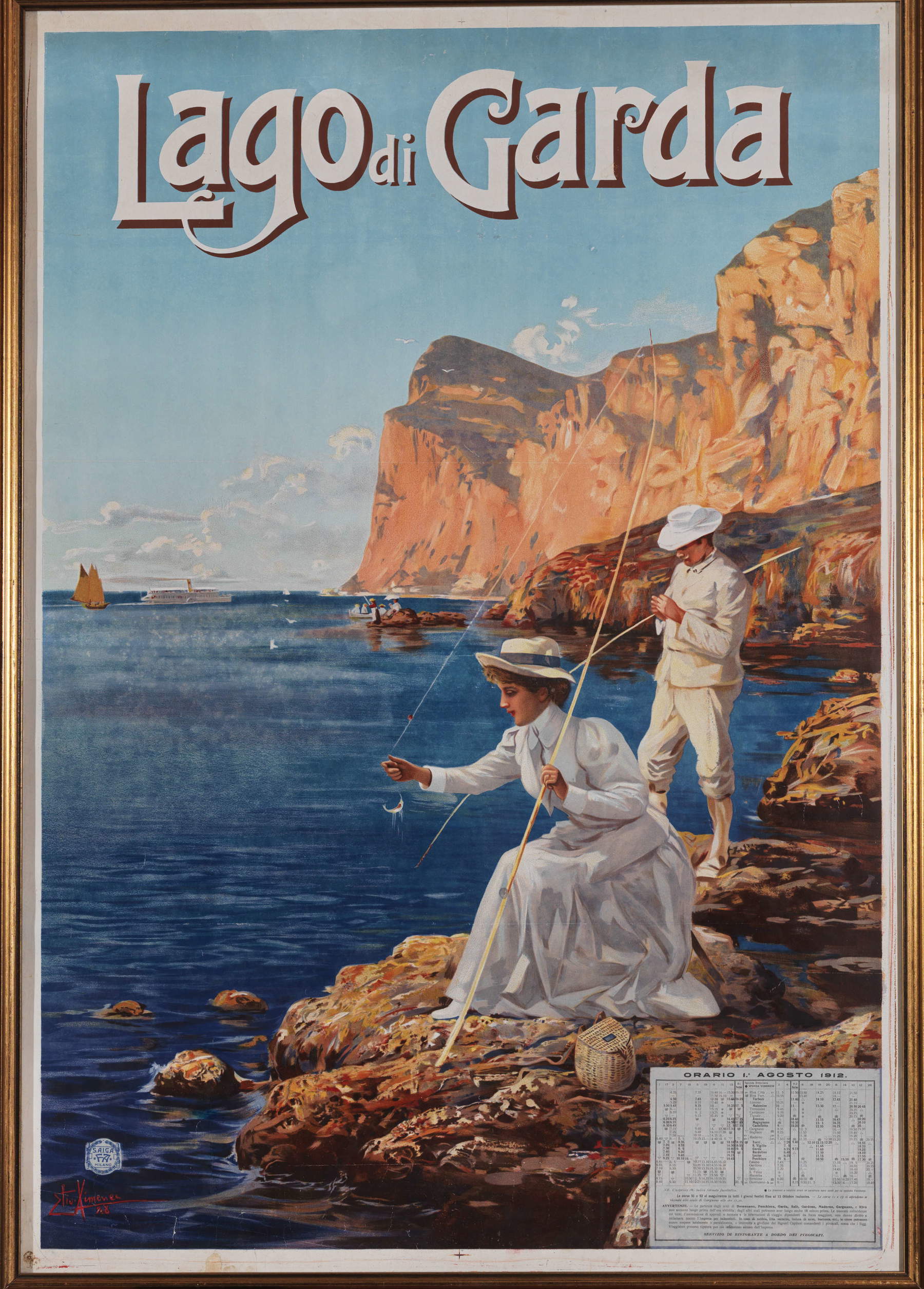 Elio Ximenes, Lago de Garda (S.A.I.G.A. Milán, 1912; cromolitografía sobre papel, 96 x 66 cm; colección privada)