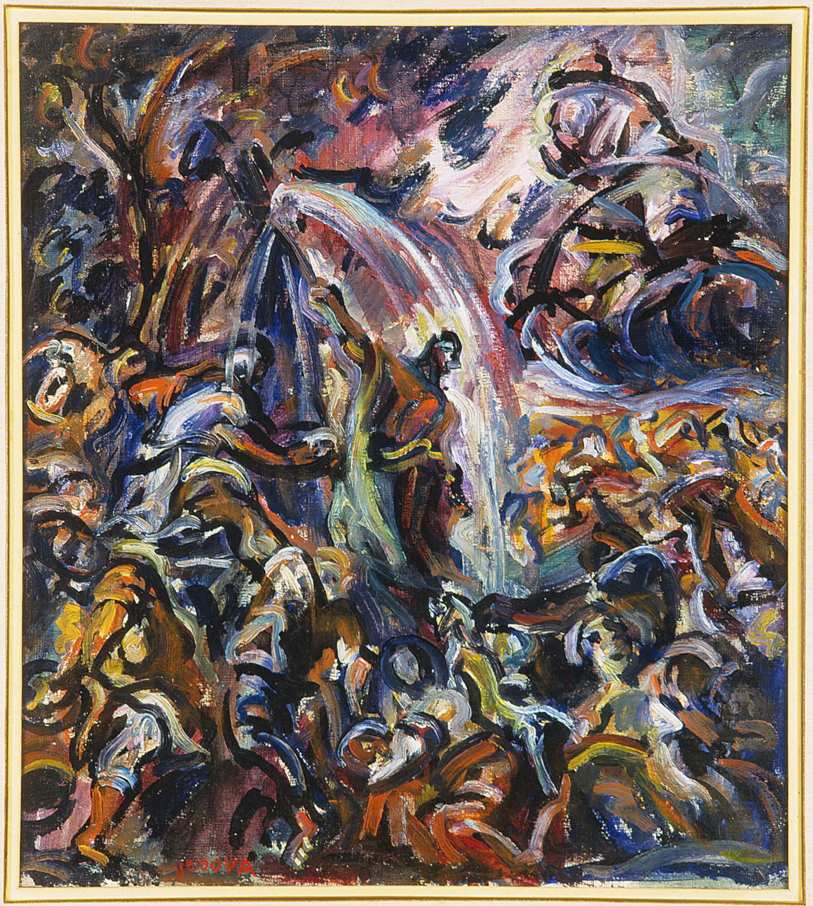 Emilio Vedova, Mos&egrave; fa scaturire l&rsquo;acqua dalla roccia (da Tintoretto) (1942; olio su tela, 50 x 45 cm) Su concessione dei Musei Civici Fiorentini, Firenze Raccolta Alberto, Della Ragione. Crediti: Fototeca dei Musei Civici Fiorentini