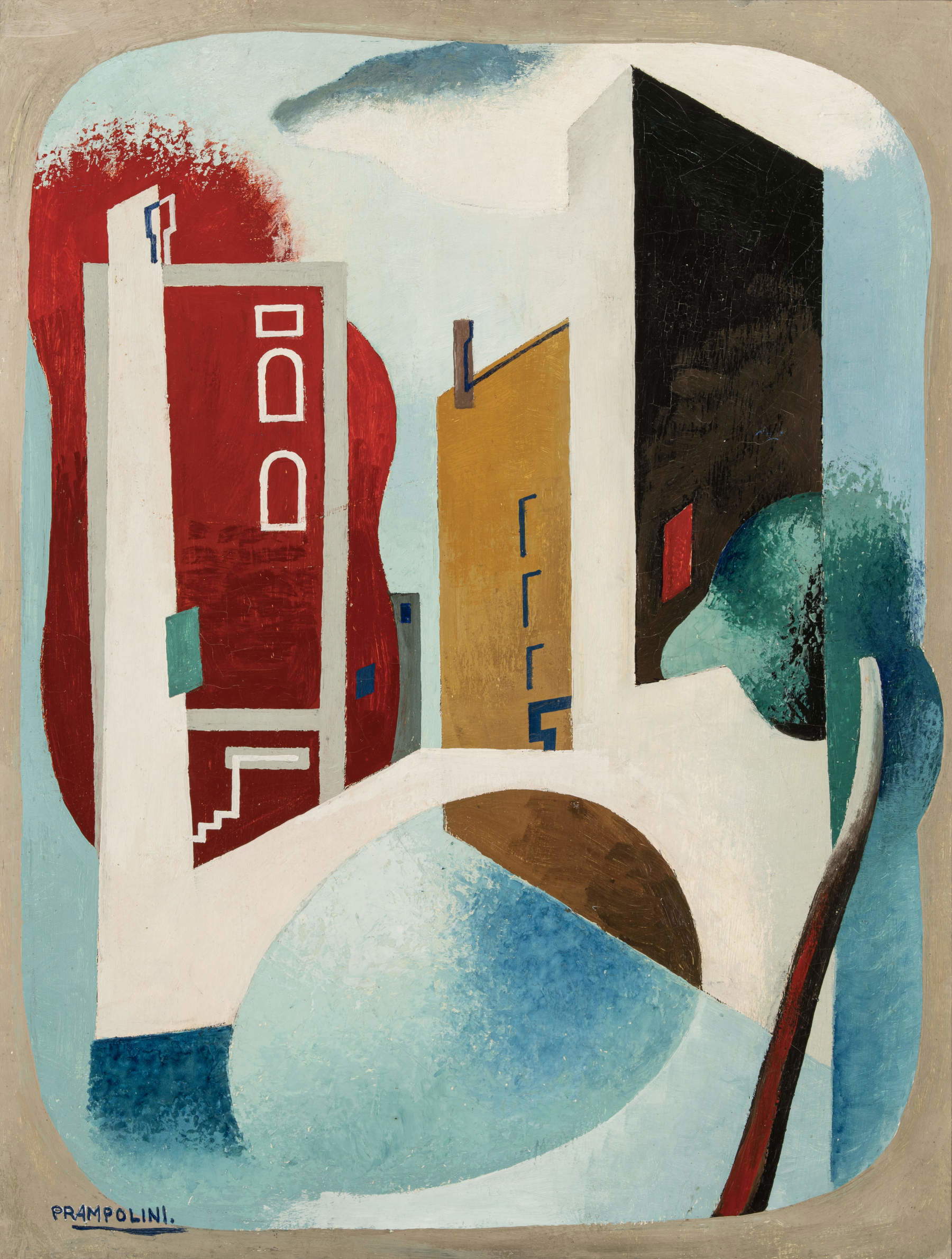 Enrico Prampolini, Venice (circa 1930; oil on Masonite, 65 x 50 cm)