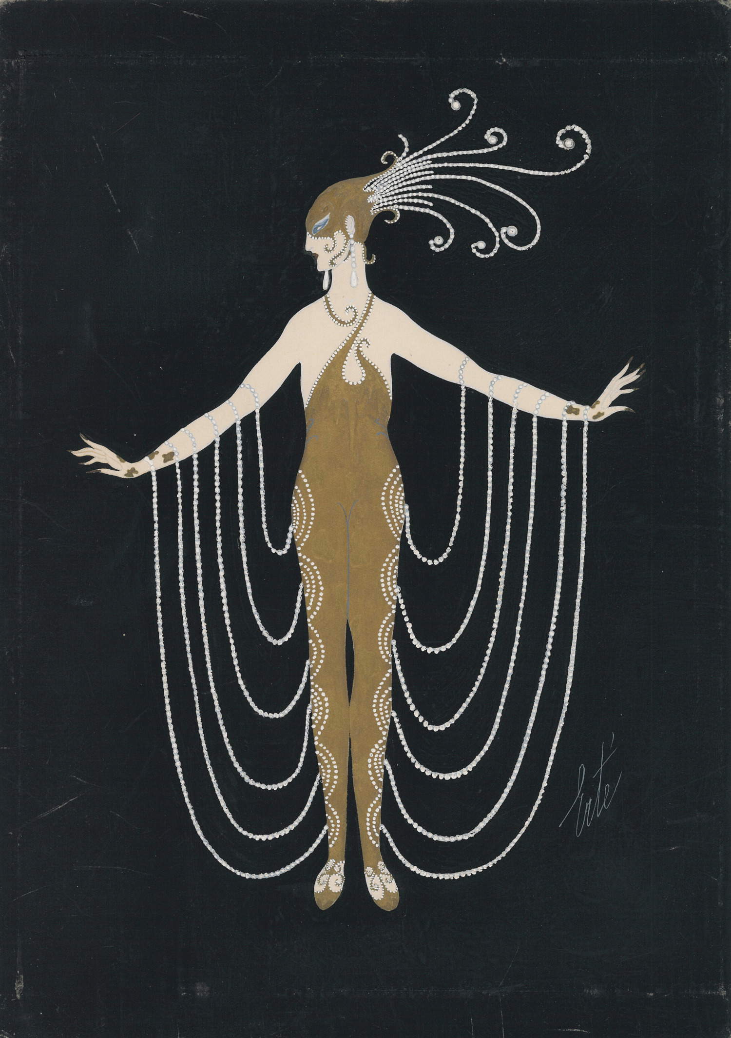 Ert&eacute; - Romain de Tirtoff, Le G&eacute;nie Lumineux de la Lampe d&rsquo;Aladin, Mille et Deuxi&egrave;me Nuit de Bagdad, L&rsquo;Orient Merveilleux  (1917; tempera su carta, 27 x 21 cm; collezione privata, Milano) &copy; Chalk &amp; Vermilion LLC / SIAE