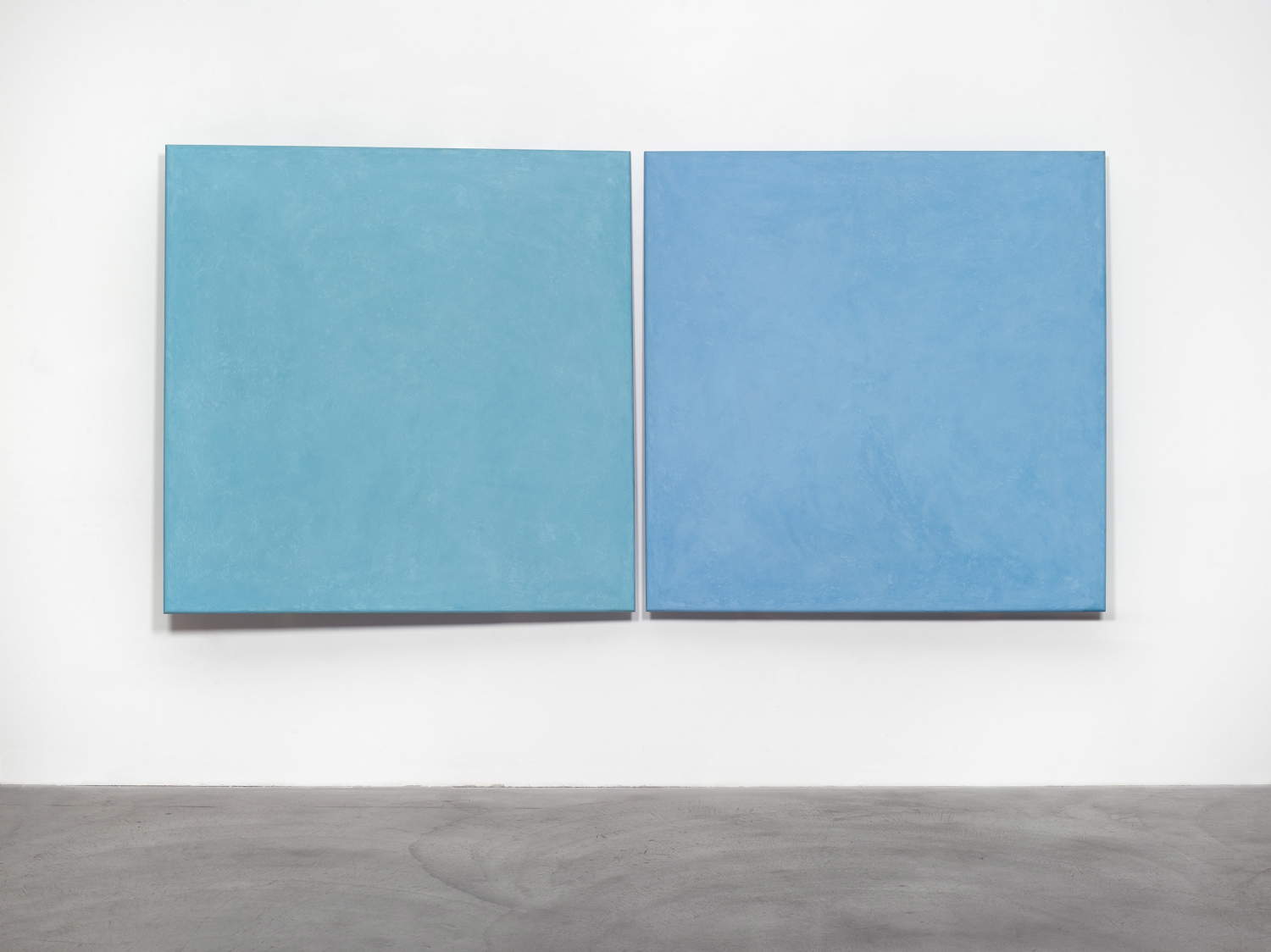 Ettore Spalletti, *Cuscini* (1988; colored paste on wood panel, two pieces, 150 x 150 x 10 cm each; Mendrisio, Panza Collection). Photograph by Alessandro Zambianchi, Milan