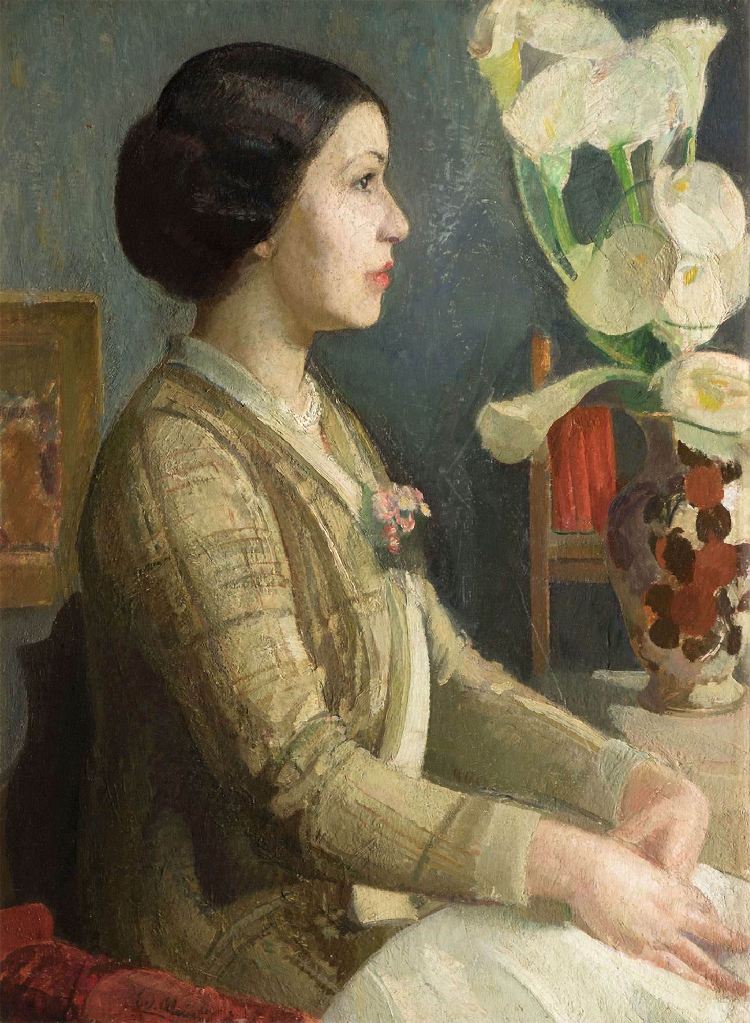 Evangelina Alciati, Portrait of Fiorenza Boccalatte (1935; oil on canvas, 44.5 x 59 cm; Turin, Pinacoteca dell'Accademia Albertina)