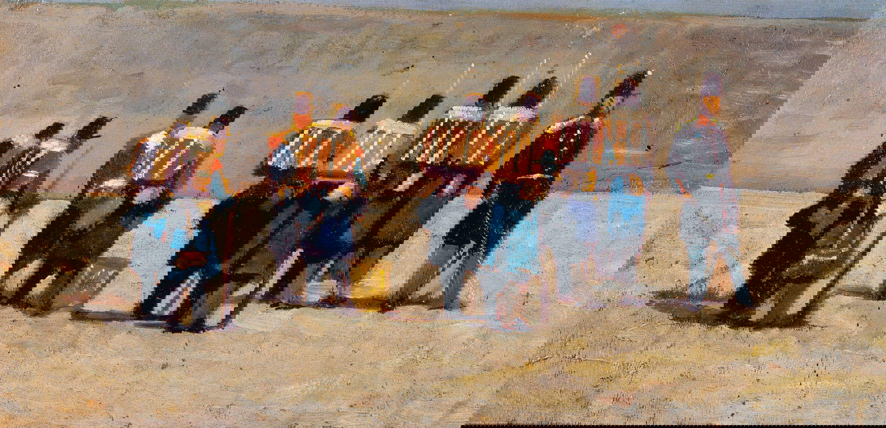 Giovanni Fattori, Soldados franceses del 59 (c. 1859; óleo sobre tabla, 15,5 x 32 cm; colección particular)