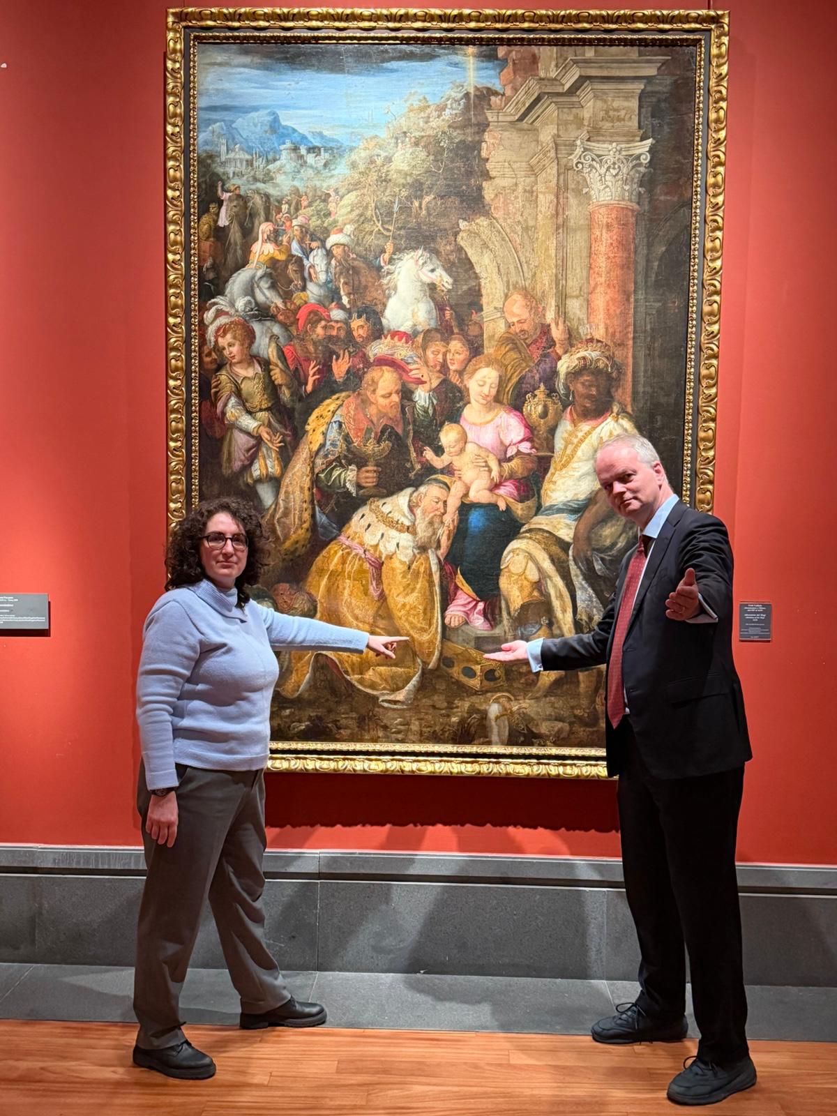 Eike Schmidt e Alessandra Rullo con l&rsquo;Adorazione dei Magi di Fede Galizia
