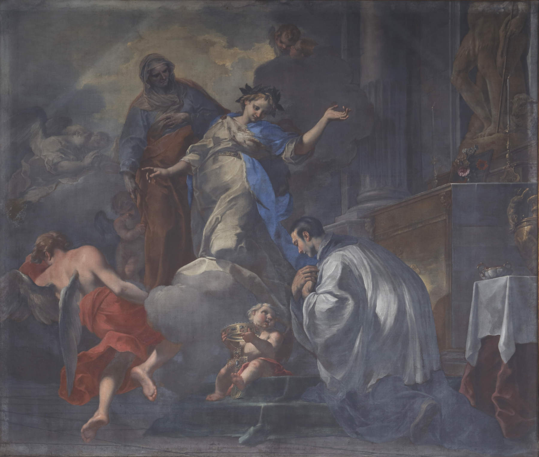 Filippo Abbiati, *The Apparition of Teodolinda and Saint Elizabeth to Father Giussani*, oil on canvas, 1697–1704; Monza, Cathedral. &copy; Museum and Treasury of the Cathedral of Monza/photo by Piero Pozzi
