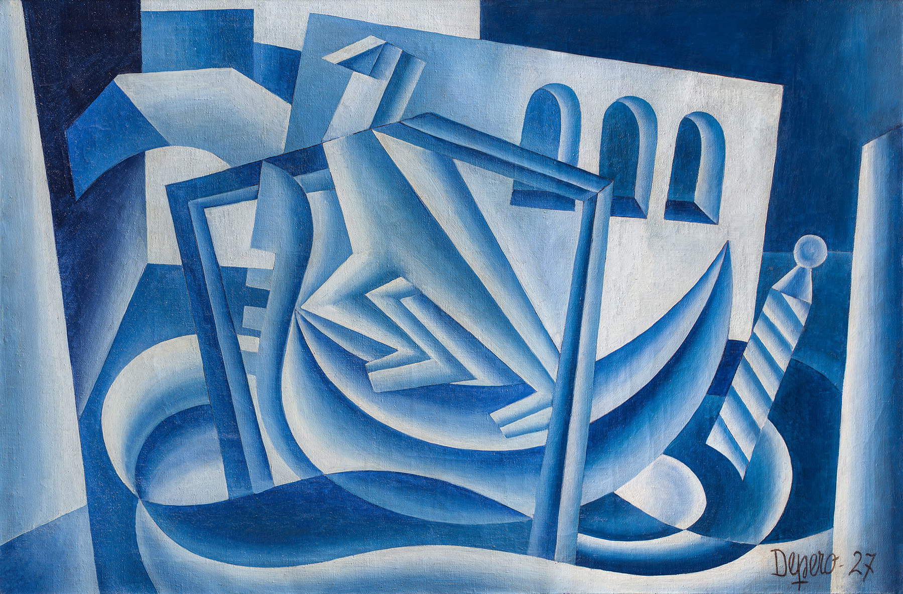 Fortunato Depero, Gondolier (Abstraction) (1927; oil on canvas, 60 x 90 cm)
