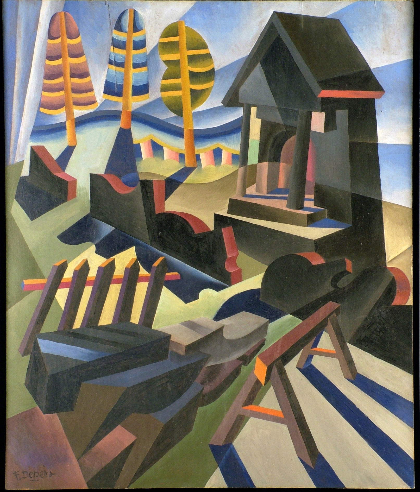 Fortunato Depero, Alpine Stones (ca. 1934; oil on panel)