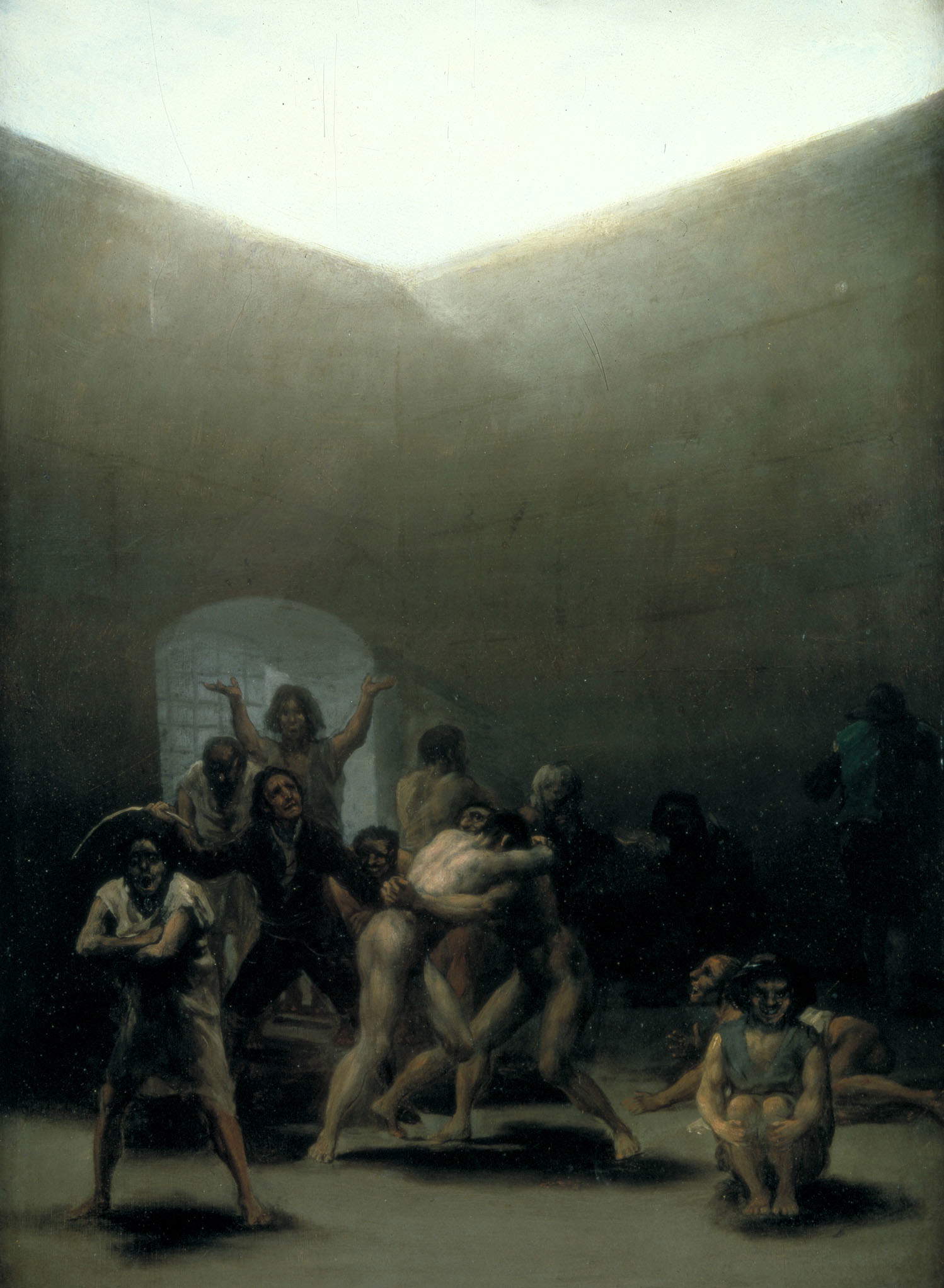Francisco Goya, Cour avec des fous (1794 ; huile sur fer étamé, 42,9 x 31,4 cm ; Dallas, Meadows Museum) Photo : Wikimedia Commons