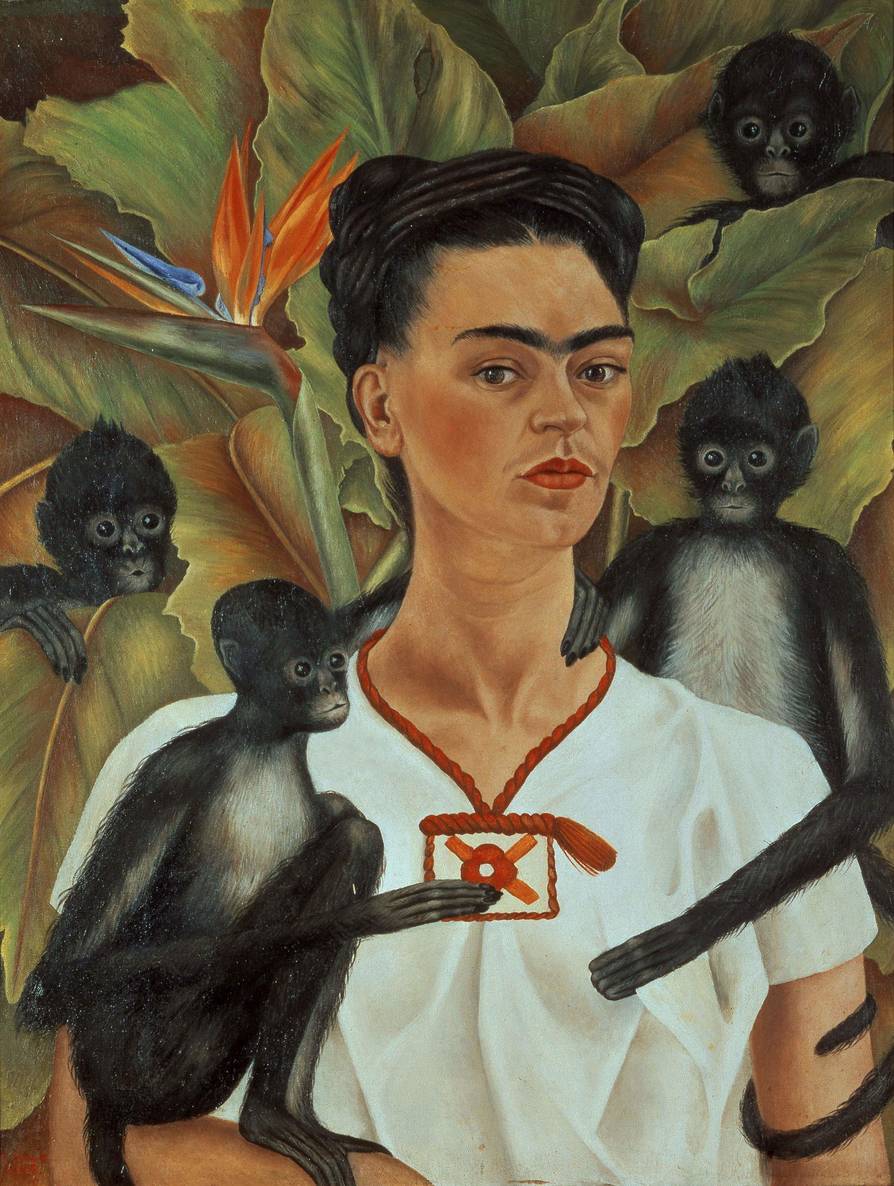 Frida Kahlo, Self-Portrait with Monos (1943) &copy; 2026 Banco de M&eacute;xico Diego Rivera &amp; Frida Kahlo Museums Trust. Av. 5 de Mayo No. 2, Col. Centro, Alc. Cuauht&eacute;moc, ZIP Code 06000, Mexico City