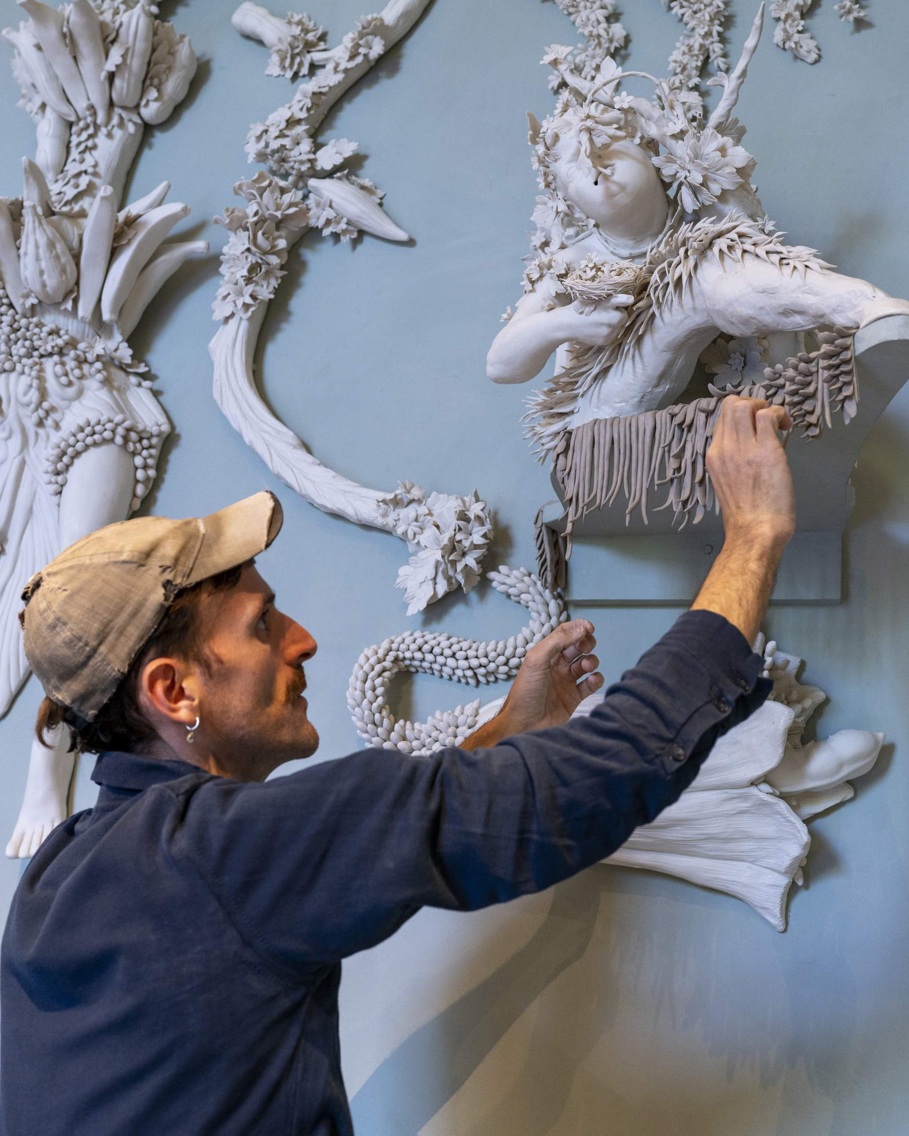 Porcelain Gallery, installation featuring the site-specific installation Blessed Fragility of the Beloved Wood by Diego Cibelli. Photo: Museum and Real Bosco di Capodimonte