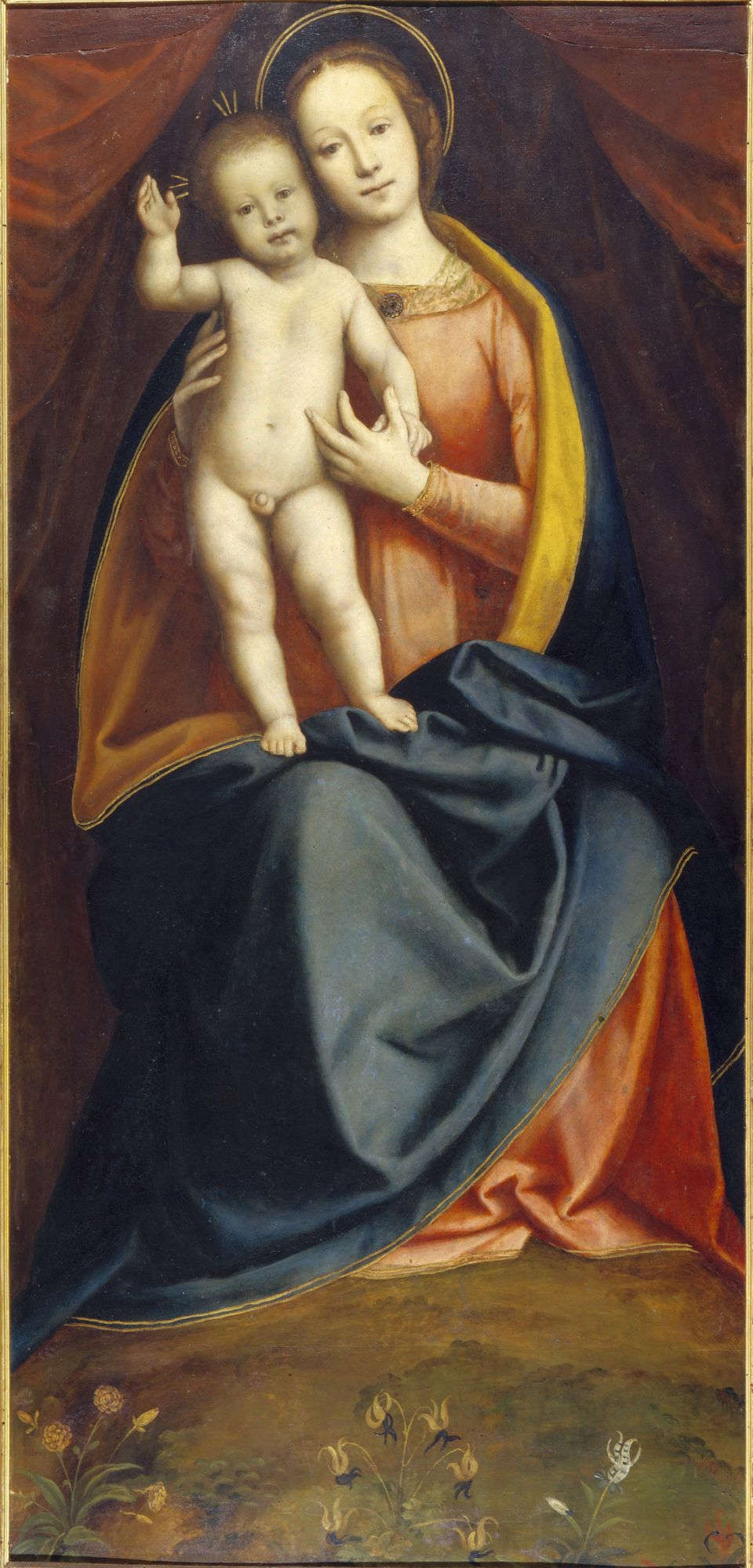 Gaudenzio Ferrari, Madonna mit Kind (um 1538; Öl auf Holz, 164 x 78,2 cm; Bergamo, Accademia Carrara, Inv. 58AC00077)