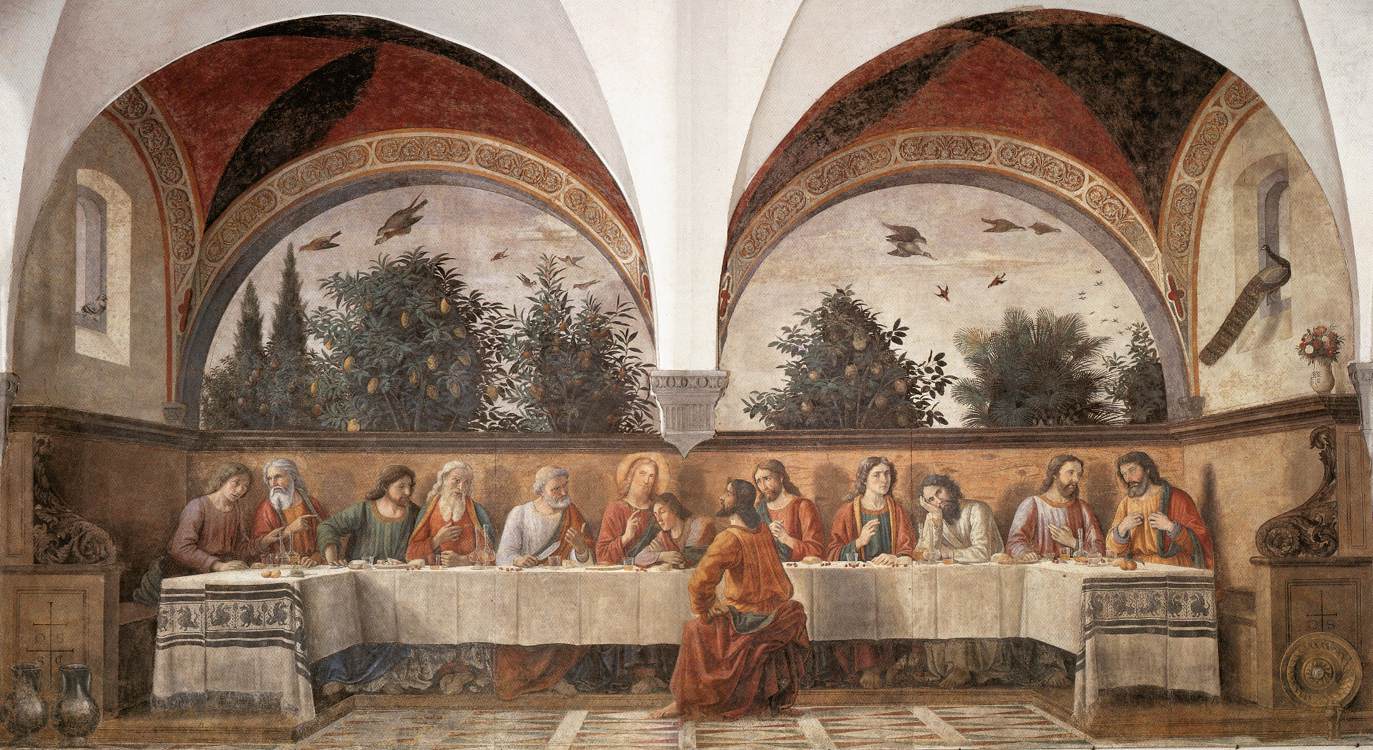 Domenico Ghirlandaio,&nbsp;Cenacolo di Ognissanti&nbsp;(1480; affresco, 410 x 800 cm; Firenze, Museo del Cenacolo di Ognissanti)