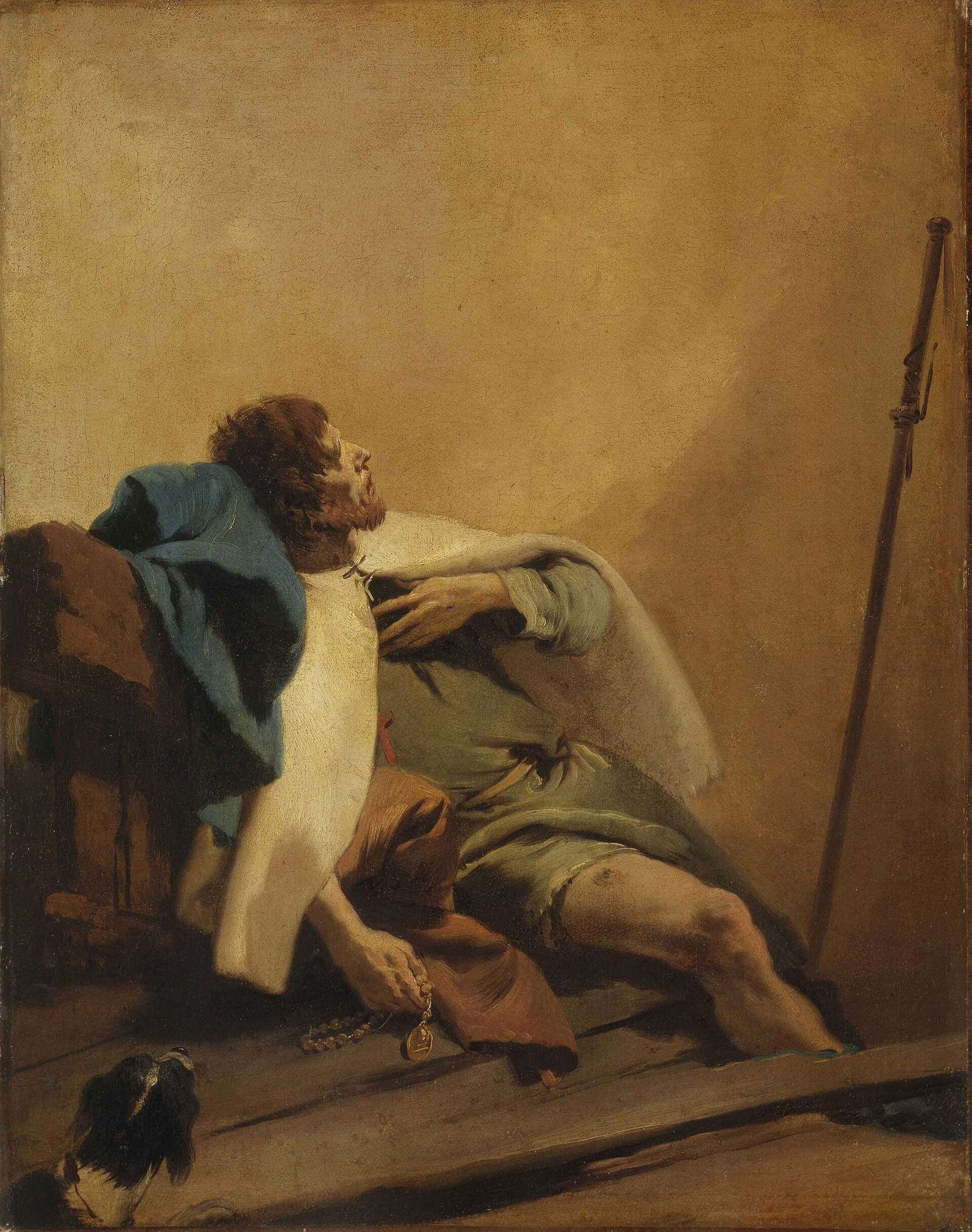 Giovanni Battista Tiepolo, Saint Roch with His Dog (1730–1735; oil on canvas, 53.5 x 42.5 cm; Besan&ccedil;on, Mus&eacute;e des Beaux-Arts et d'Arch&eacute;ologie)