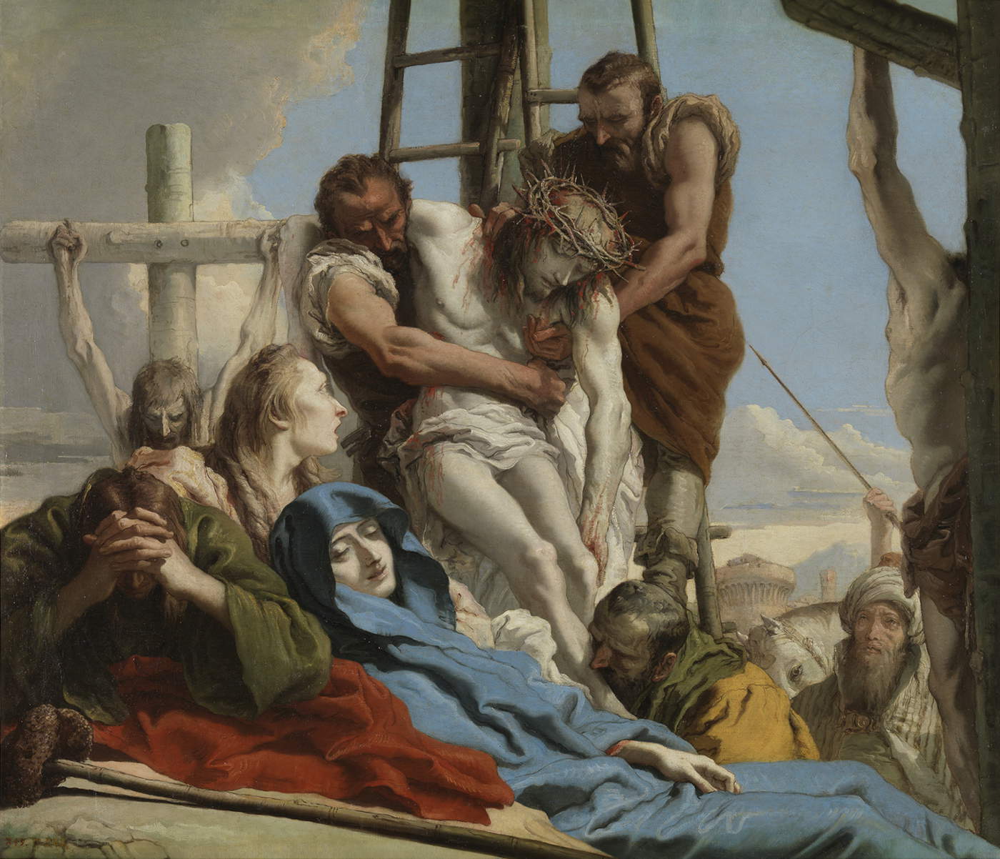 Giandomenico Tiepolo, Jésus descendu de la croix (1772 ; huile sur toile, 124 x 142 cm ; Madrid, Musée national du Prado) &copy; Archives photographiques. Musée national du Prado, Madrid