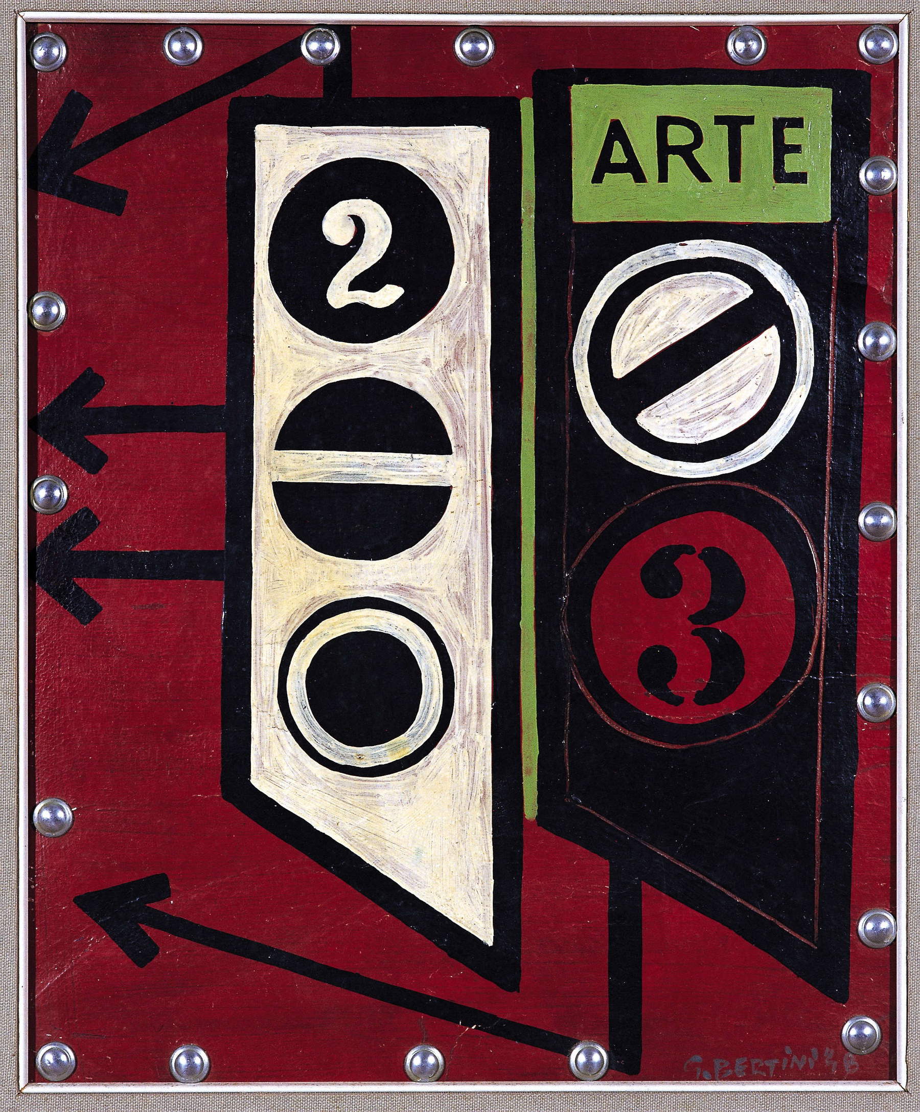 Gianni Bertini, W l'arte (1948; Öl und Stifte auf Karton, 49&times;40,5 cm). Mit freundlicher Genehmigung von Frittelli arte contemporanea, Florenz