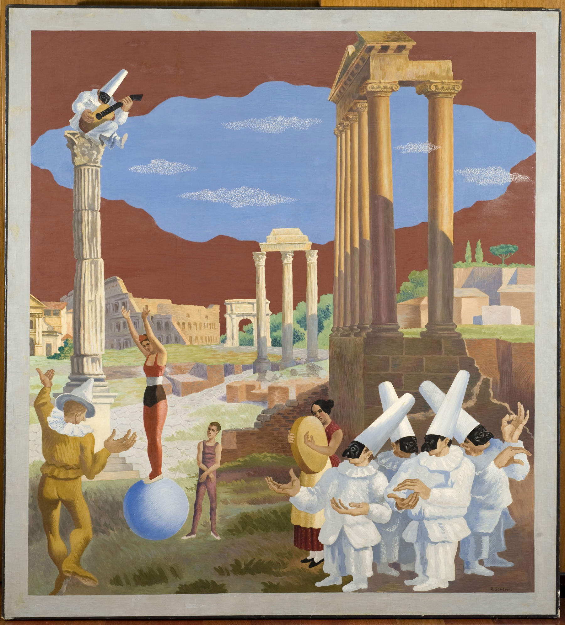 Gino Severini, L'&eacute;quilibriste (Masken und Ruinen) (1928-1929; Öl auf Leinwand, 160 x 145 cm; Siena, Sammlung der Bank Monte dei Paschi di Siena) Bildnachweis: &copy; Foto LENSINI Siena