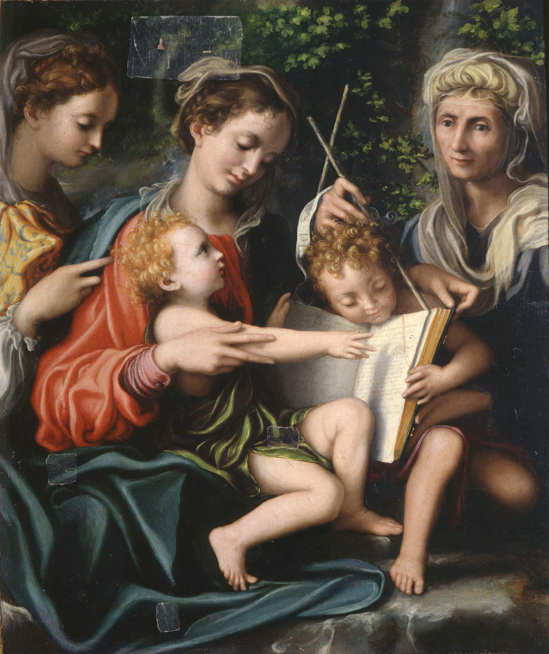 Giorgio Gandini del Grano, Madonna mit Kind, dem kleinen Johannes sowie den Heiligen Maria Magdalena und Elisabeth (um 1527; Öl auf Leinwand, 83 x 71 cm; Parma, Galleria Nazionale, Pilotta-Komplex)